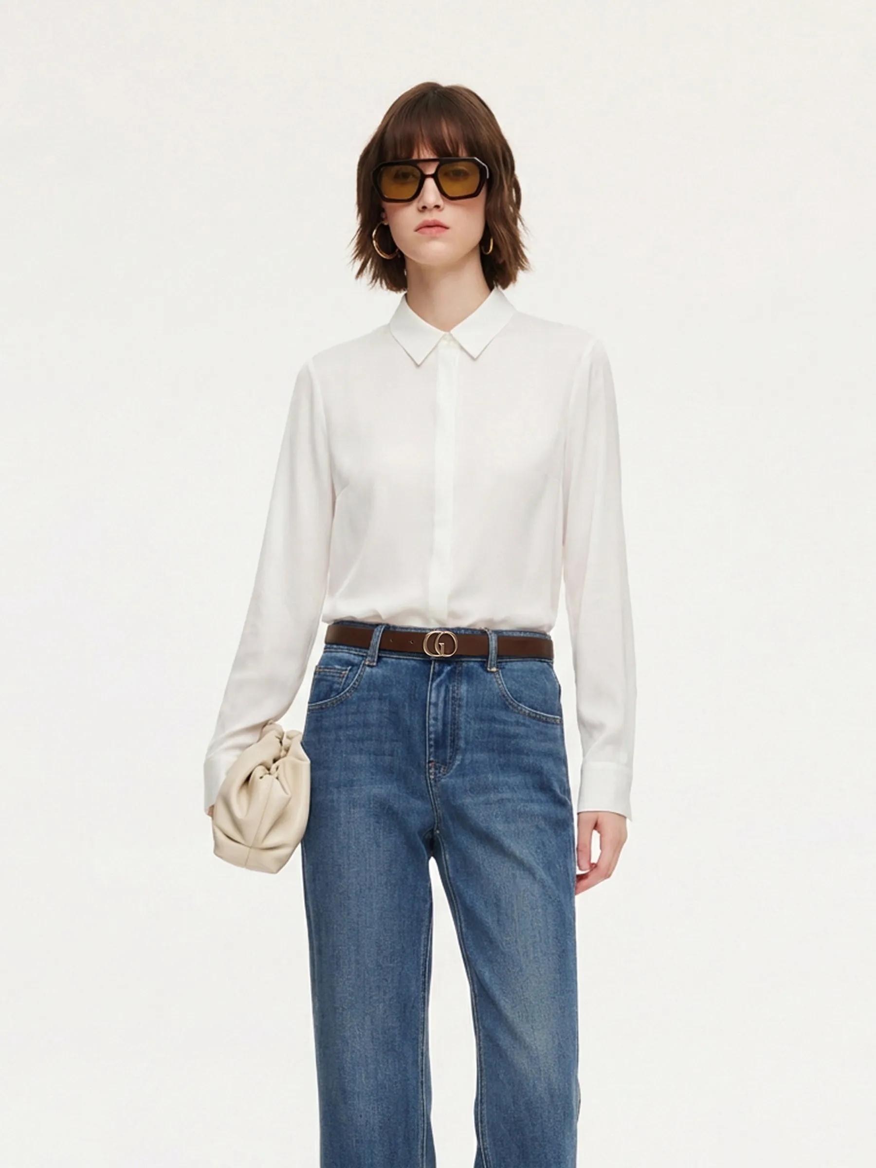 Acetate Blend H-Line Women Shirt sold by Goelia product image thumbnail 4
