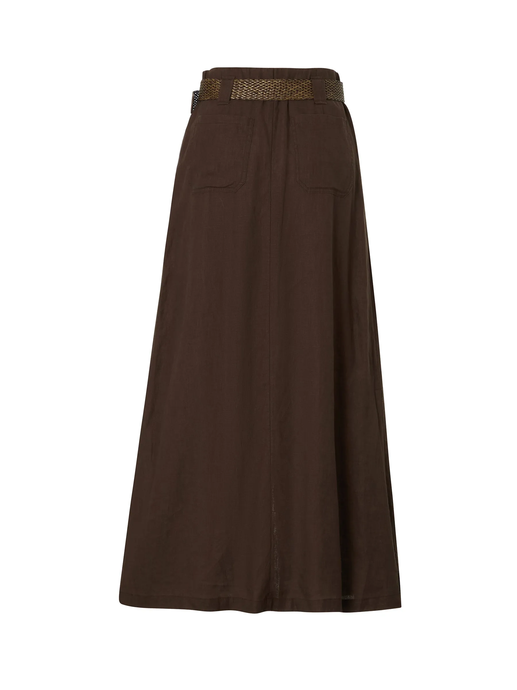 100% Linen A-Line Women Skirt With Braided Belt sold by Goelia product image thumbnail 2
