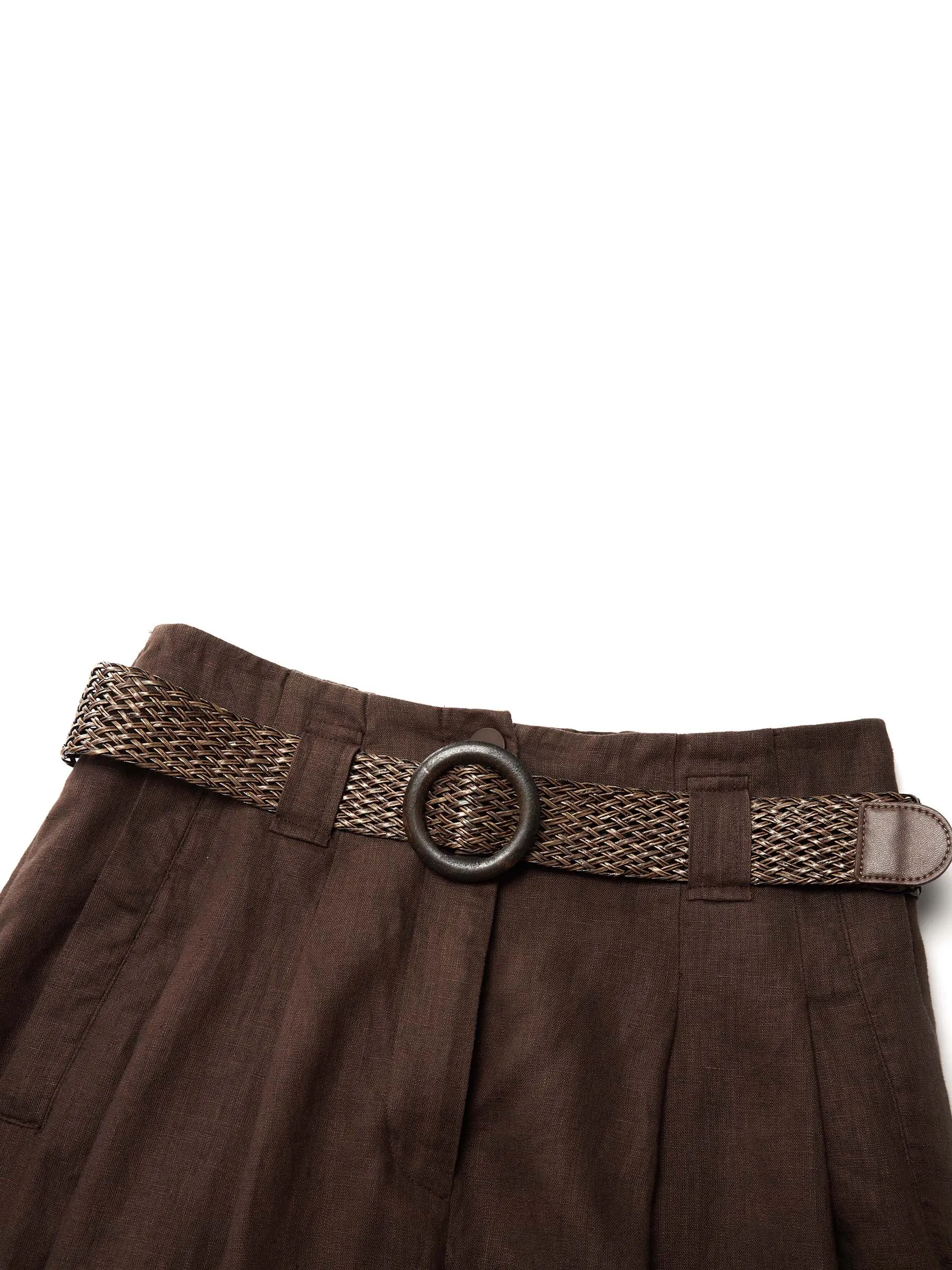 100% Linen A-Line Women Skirt With Braided Belt sold by Goelia product image thumbnail 3