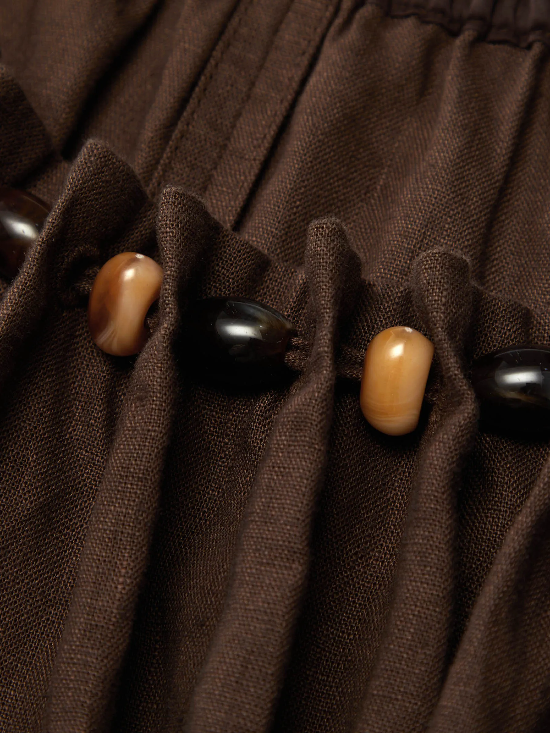 100% Linen Beaded Neck Women Strap Maxi Dress With Tie String Belt sold by Goelia product image thumbnail 4