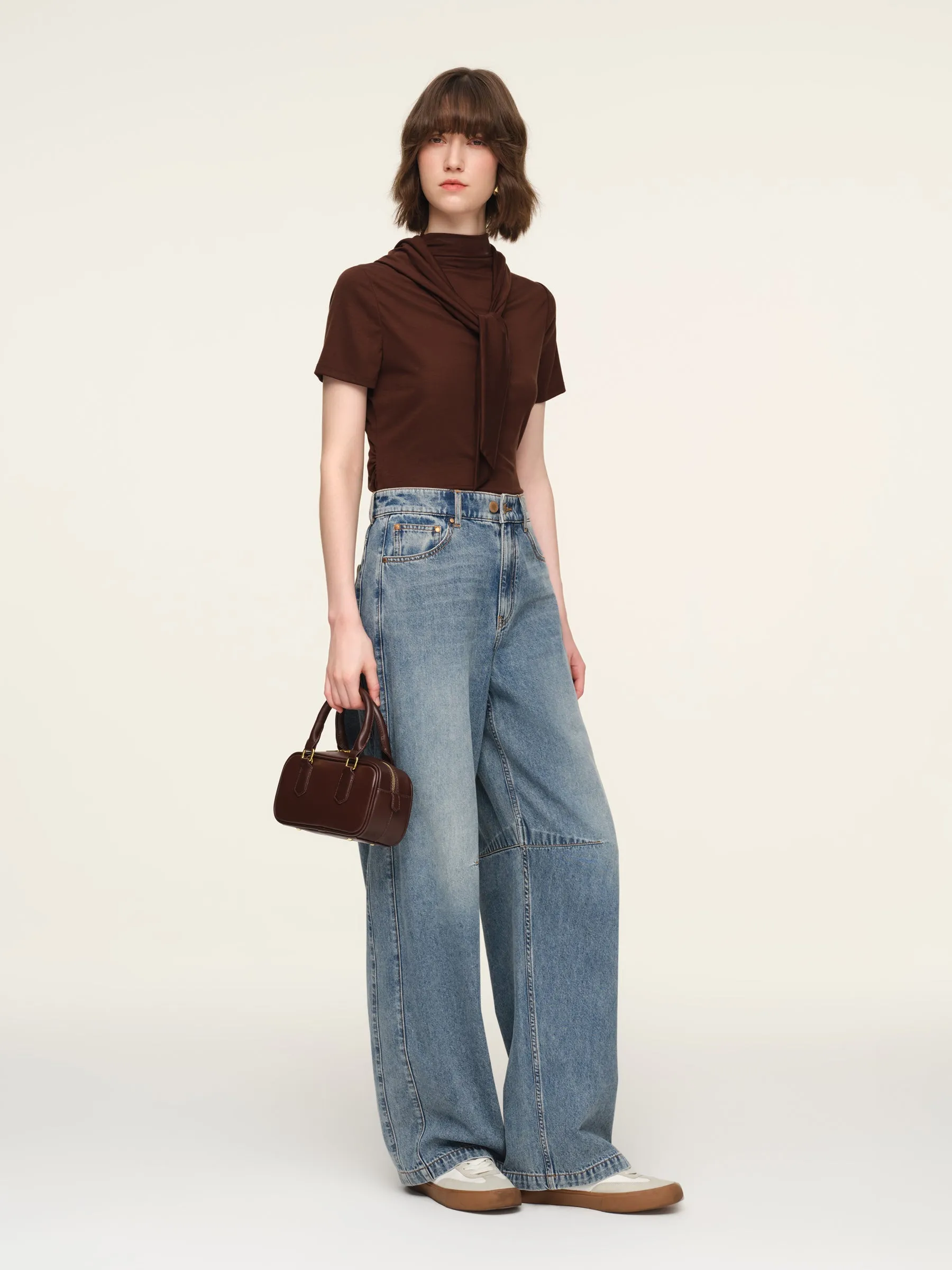 Cotton Denim Adjustable Waist Women Curved Jeans sold by Goelia product image thumbnail 5