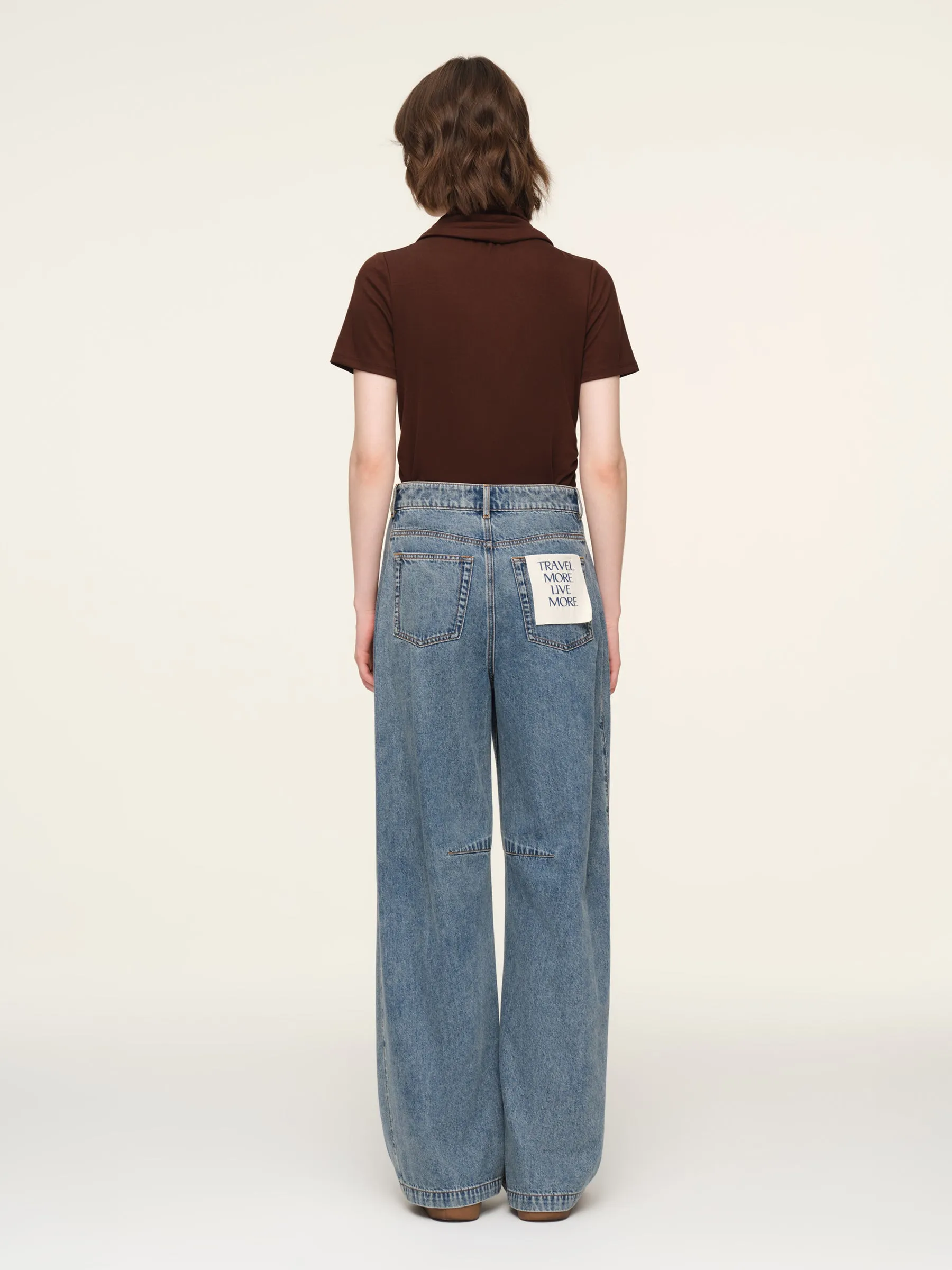 Cotton Denim Adjustable Waist Women Curved Jeans sold by Goelia product image thumbnail 4