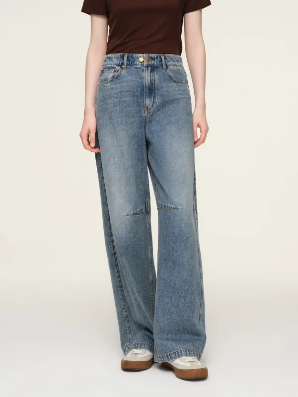 [Preview] Cotton Denim Adjustable Waist Women Curved Jeans sold by Goelia