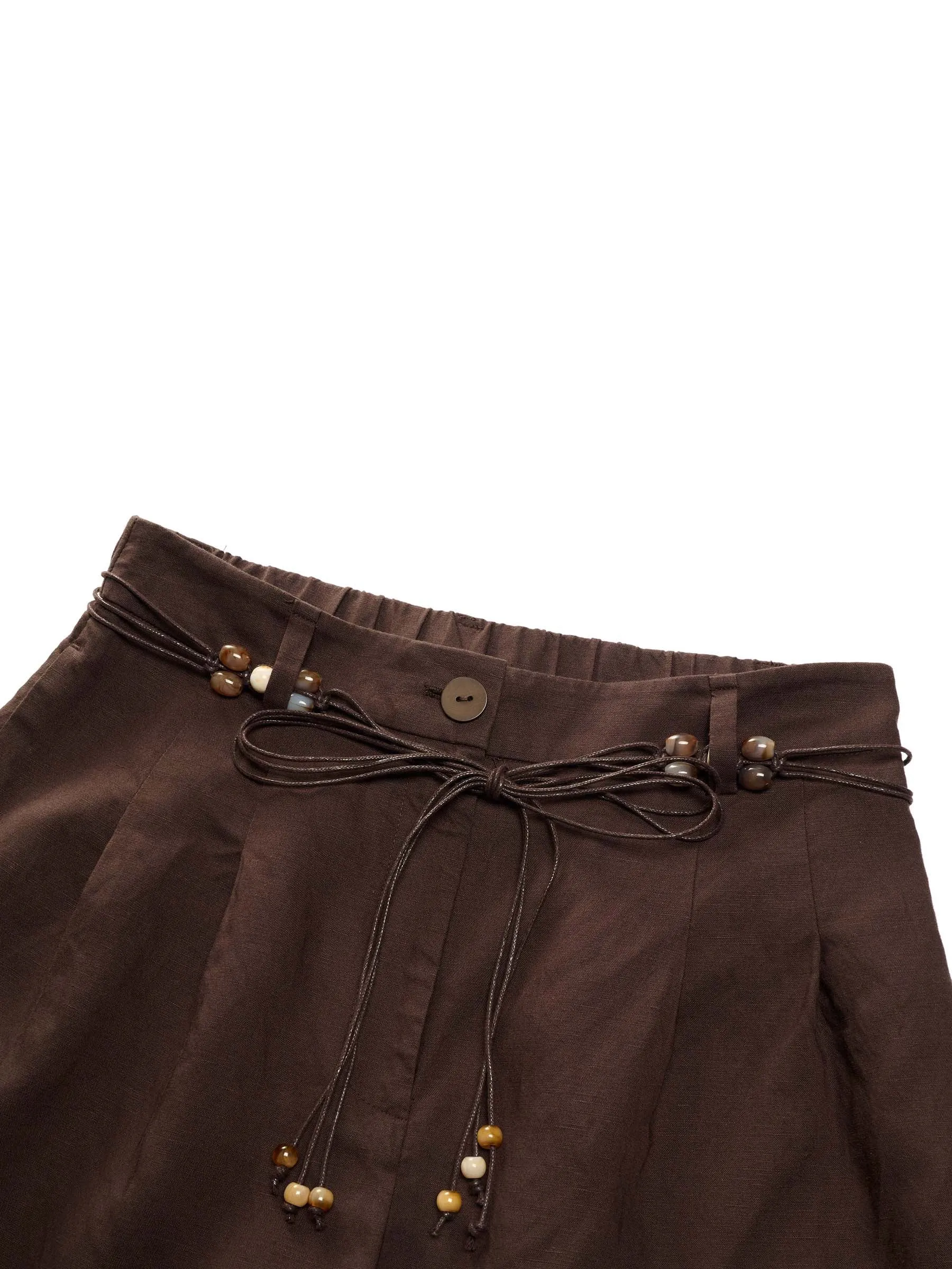 Linen Blend Women Wide Leg Pants With Tie String Belt sold by Goelia product image thumbnail 3