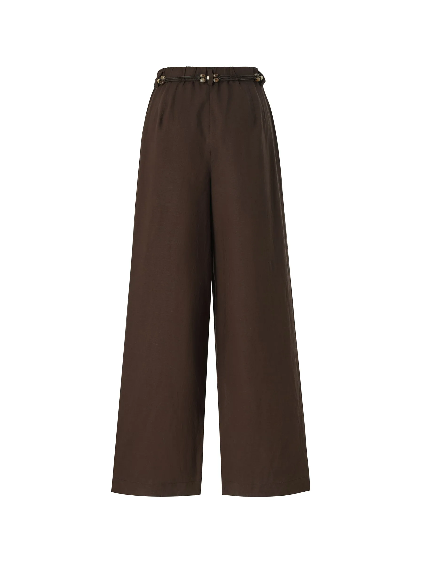 Linen Blend Women Wide Leg Pants With Tie String Belt sold by Goelia product image thumbnail 2