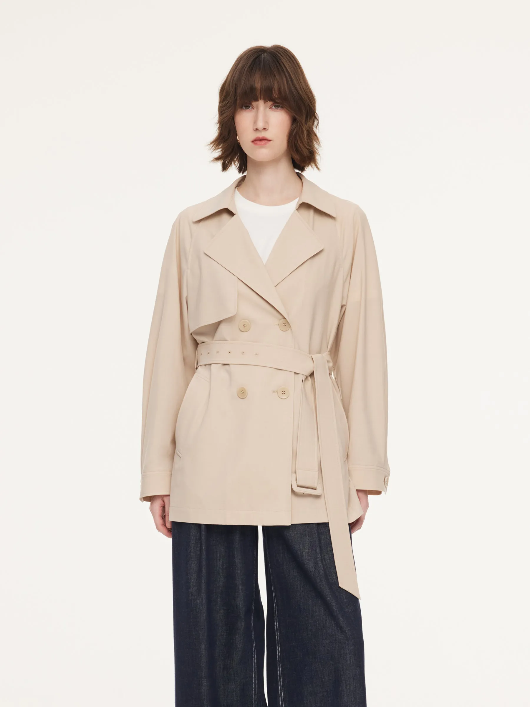 Worsted Wool Blend Women Mid Length Wrap Trench Coat sold by Goelia product image thumbnail 4