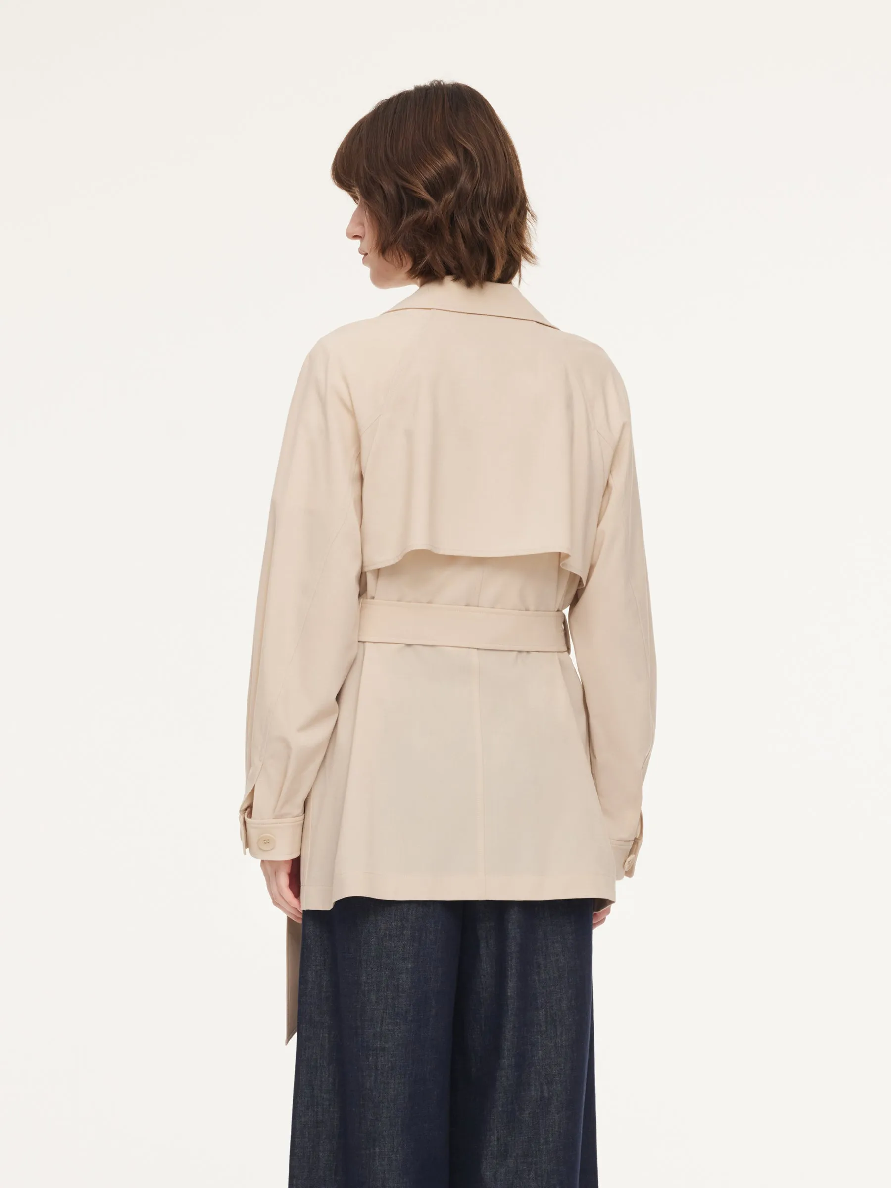 Worsted Wool Blend Women Mid Length Wrap Trench Coat sold by Goelia product image thumbnail 3