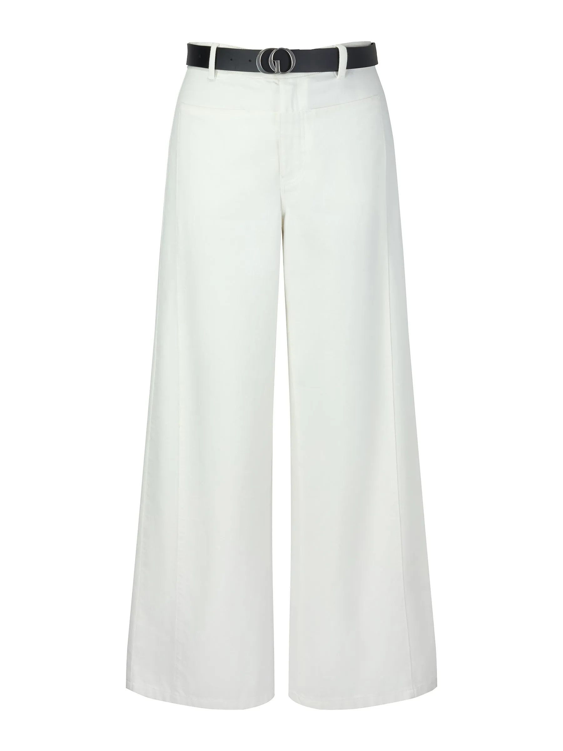 100% Cotton Denim Women Wide Leg Jeans With Belt sold by Goelia product image thumbnail 2