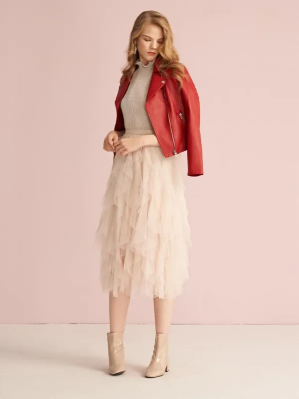 Sheepskin Lapel Crop Women Jacket For Dresses sold by Goelia