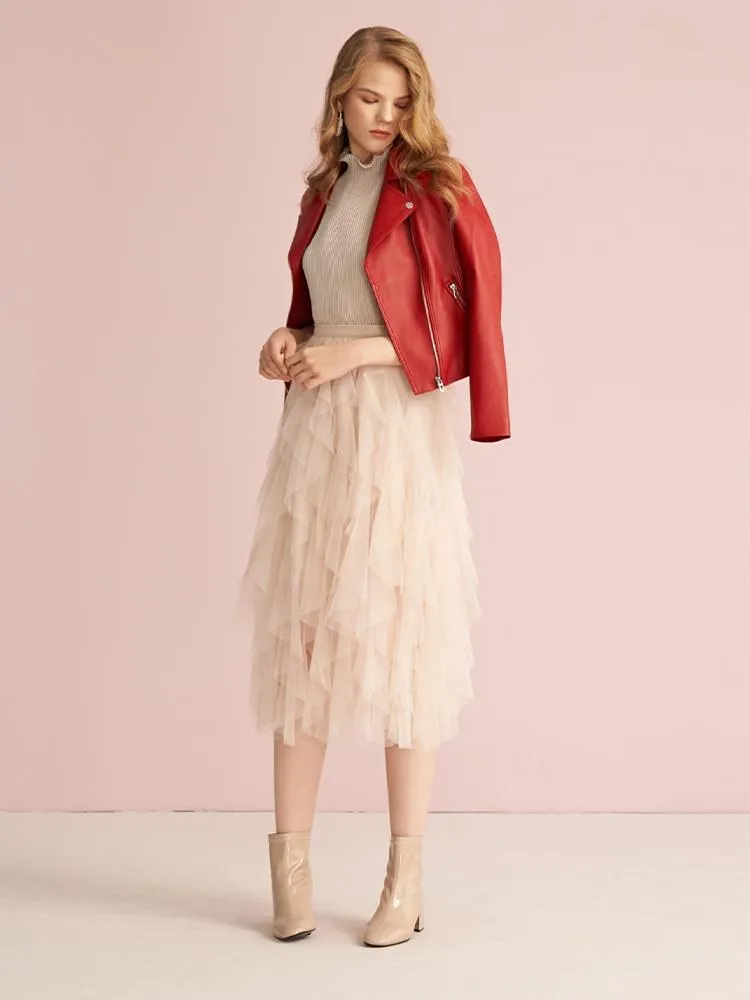 Sheepskin Lapel Crop Women Jacket For Dresses sold by Goelia