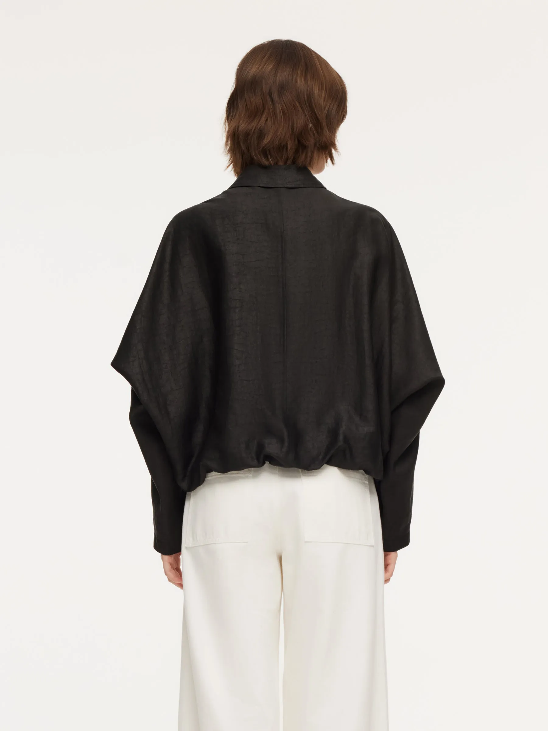 18MM Gambiered Canton Gauze Balloon Hem Women Jacket sold by Goelia product image thumbnail 4