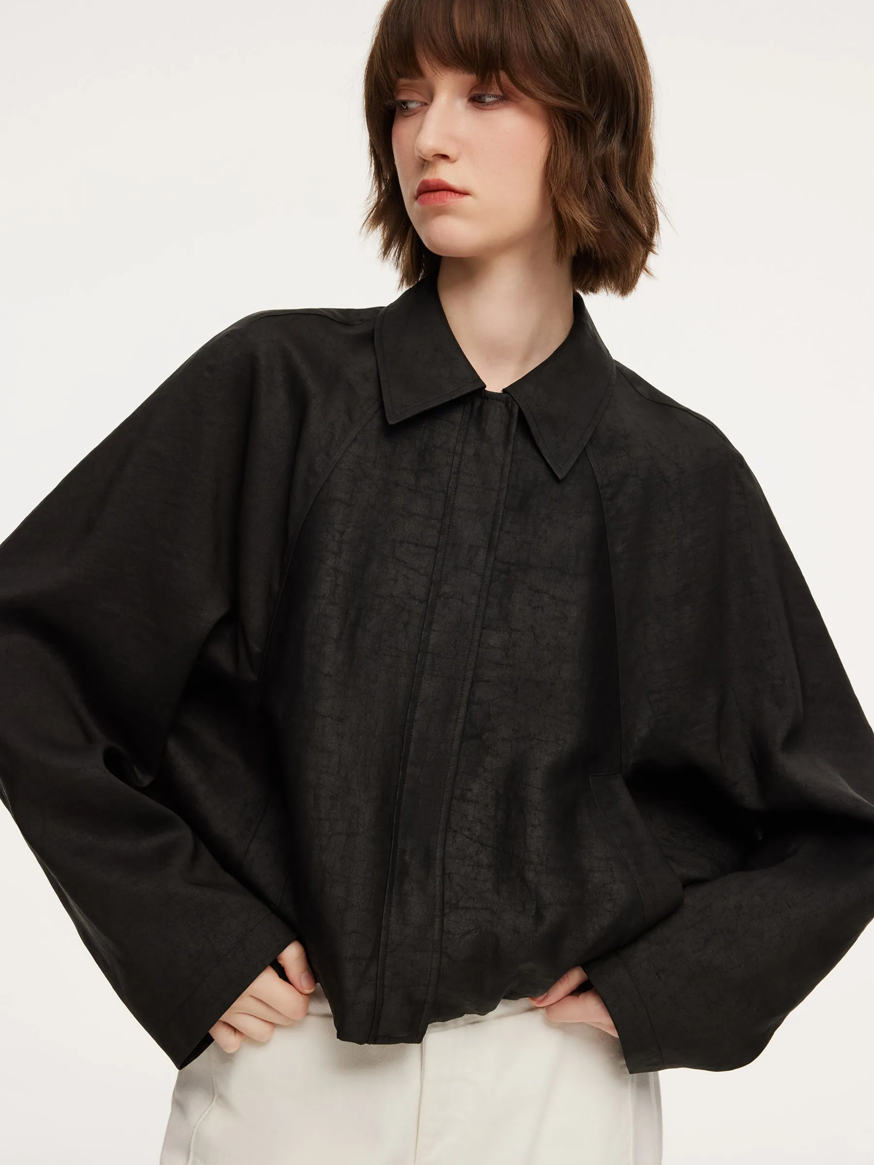 18MM Gambiered Canton Gauze Balloon Hem Women Jacket sold by Goelia product image thumbnail 5