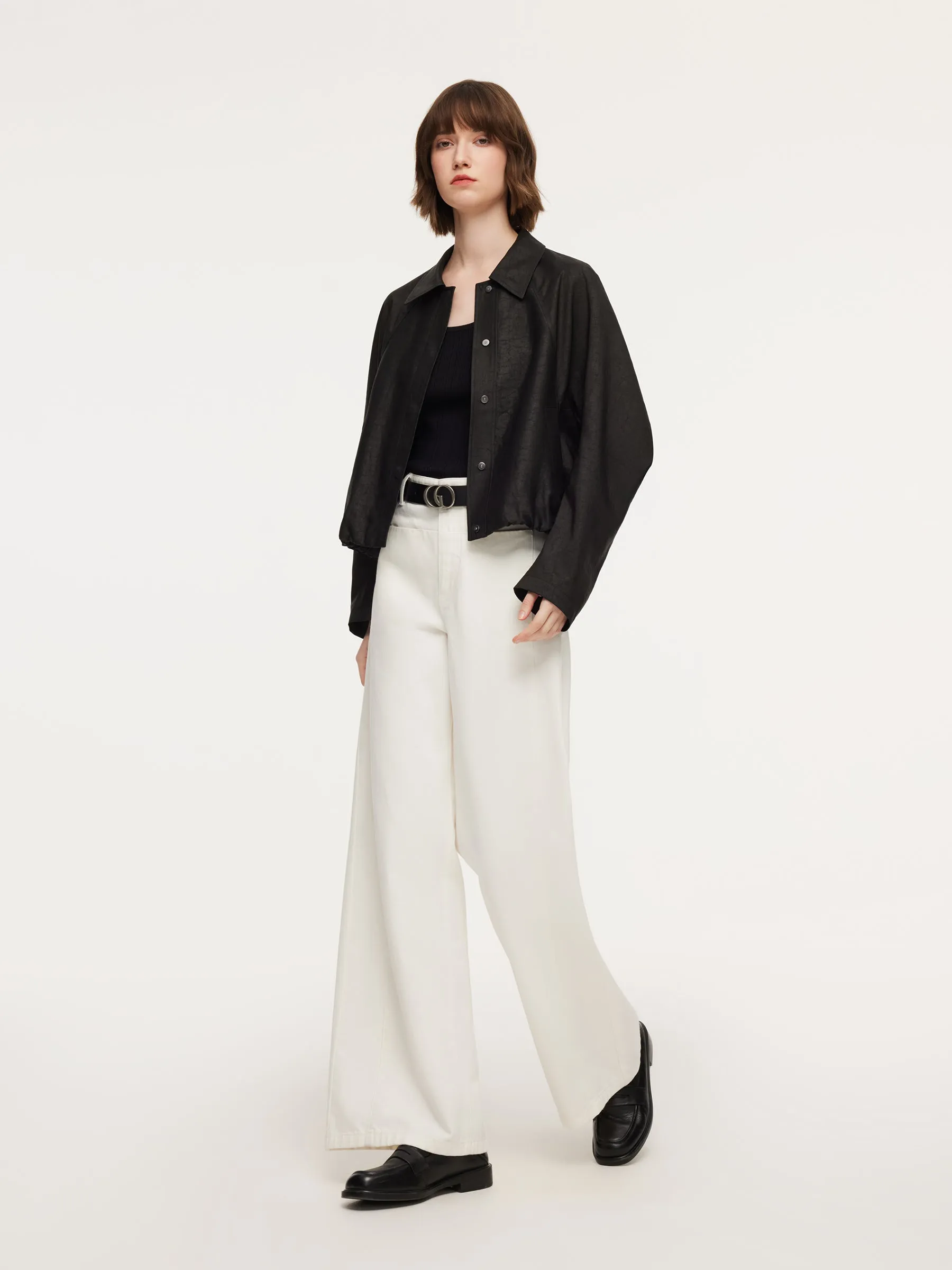 18MM Gambiered Canton Gauze Balloon Hem Women Jacket sold by Goelia product image thumbnail 3