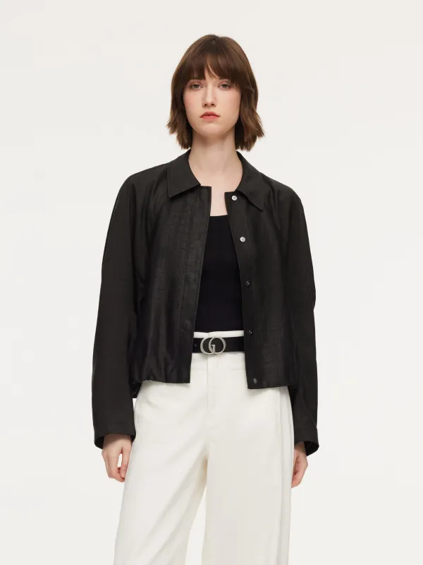 Pre-Order 18MM Gambiered Canton Gauze Balloon Hem Women Jacket made by Goelia