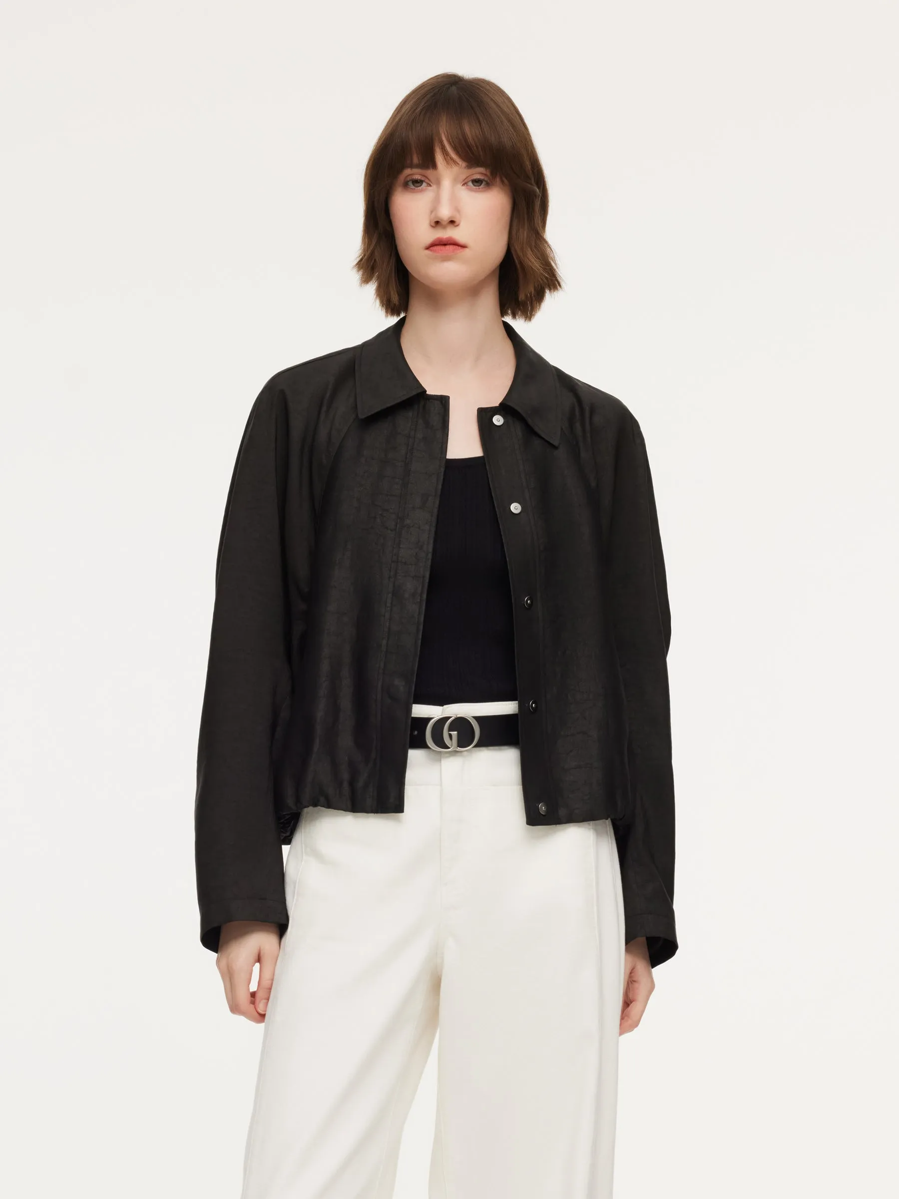 18MM Gambiered Canton Gauze Balloon Hem Women Jacket sold by Goelia