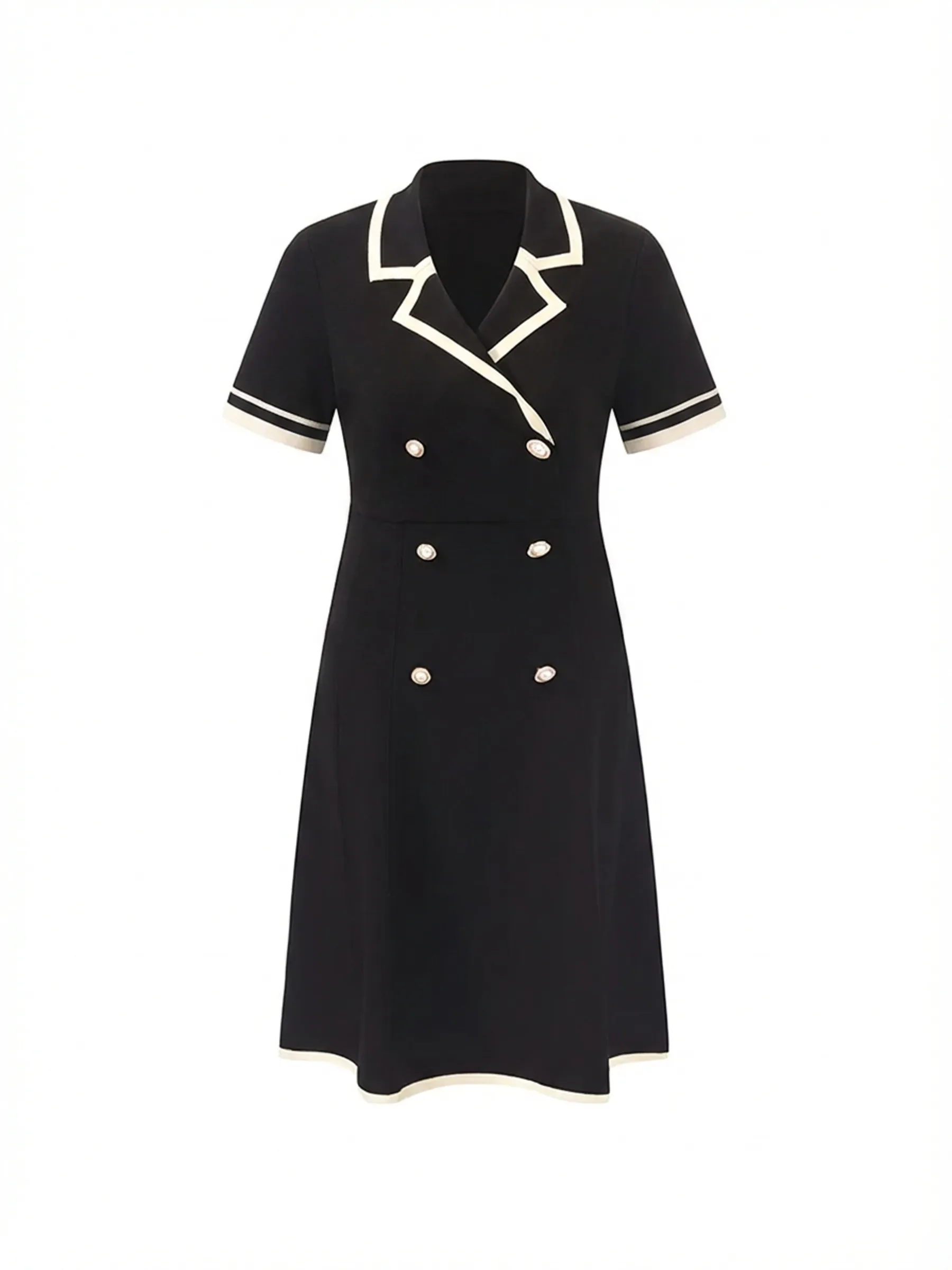 Tencel Blend Contrast Trim Women Lapel Knit Mini Dress sold by Goelia product image thumbnail 5