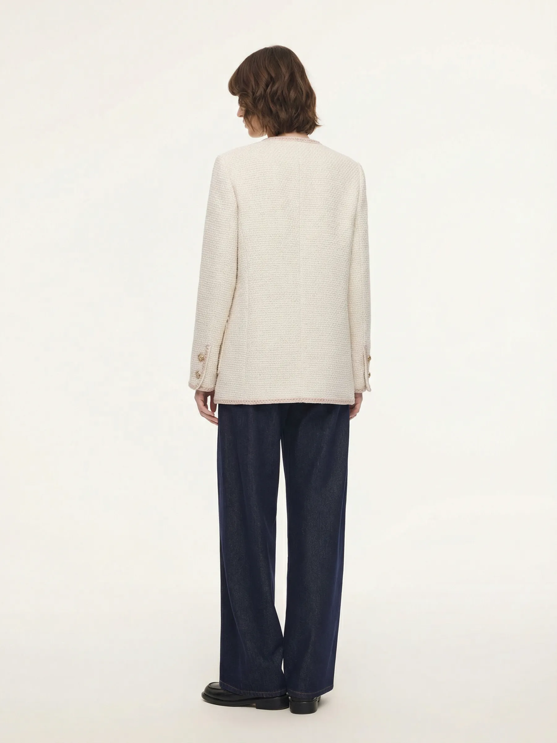 Wool Blend Tweed Braided Trim Women Jacket sold by Goelia product image thumbnail 3