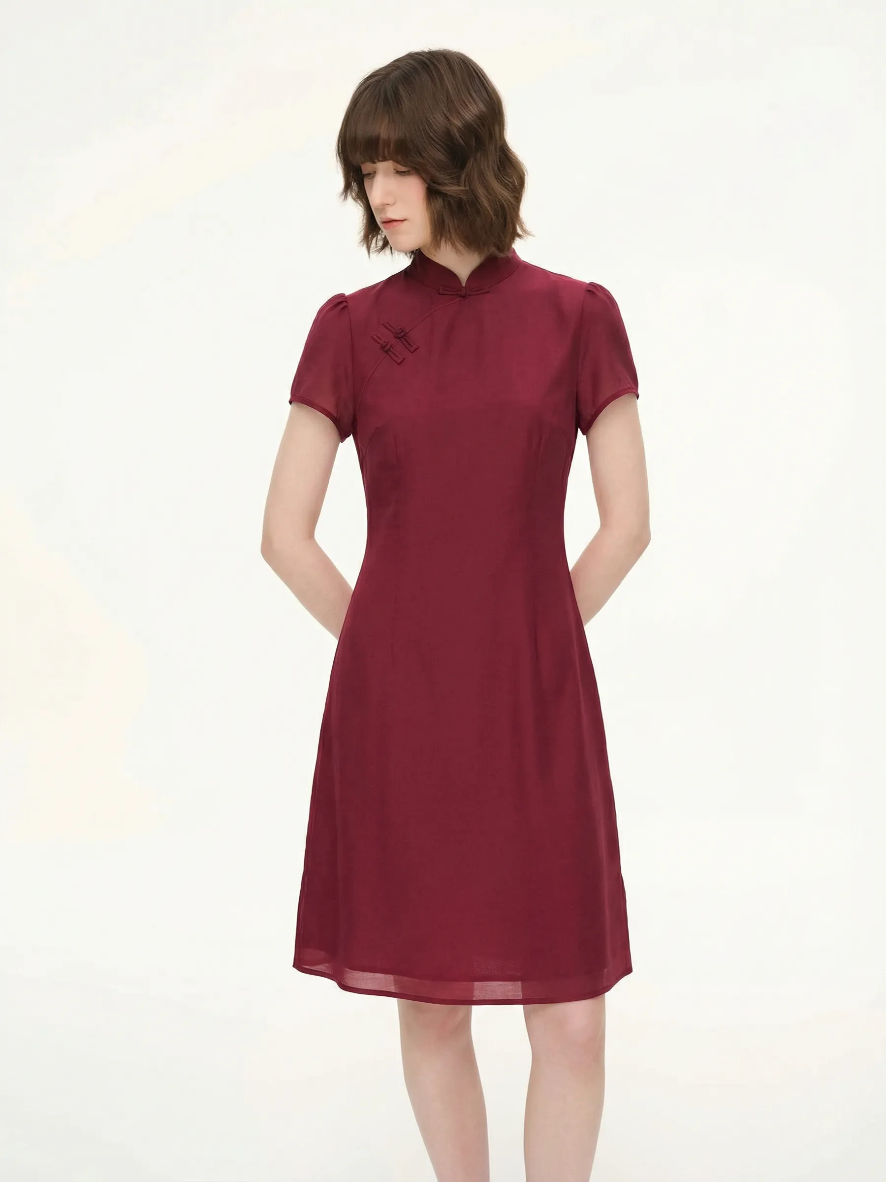 Tencel Blend Women Qipao Mini Dress sold by Goelia product image thumbnail 4