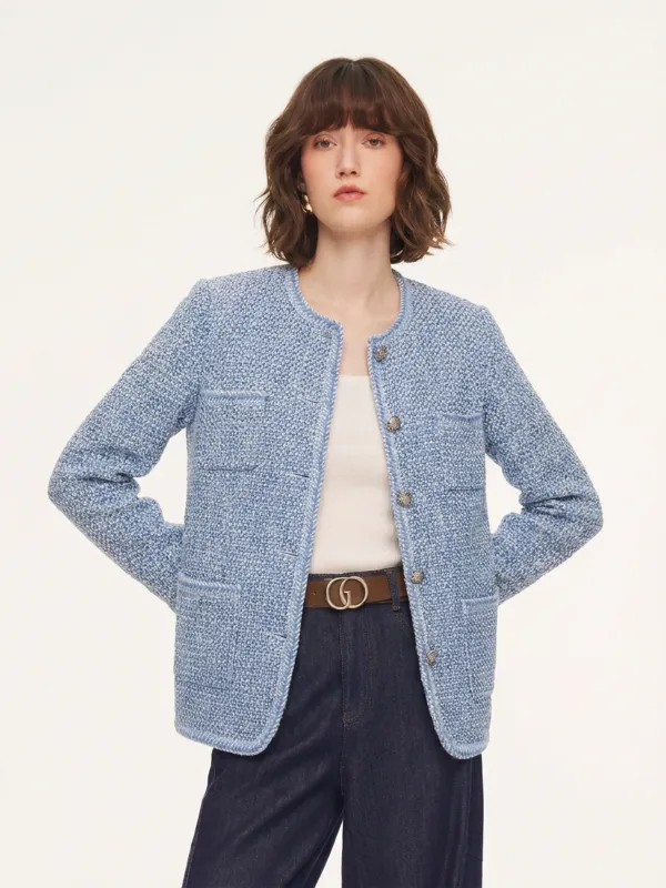 Pre-Order Tweed Single-Breasted Braided Trim Women Jacket made by Goelia