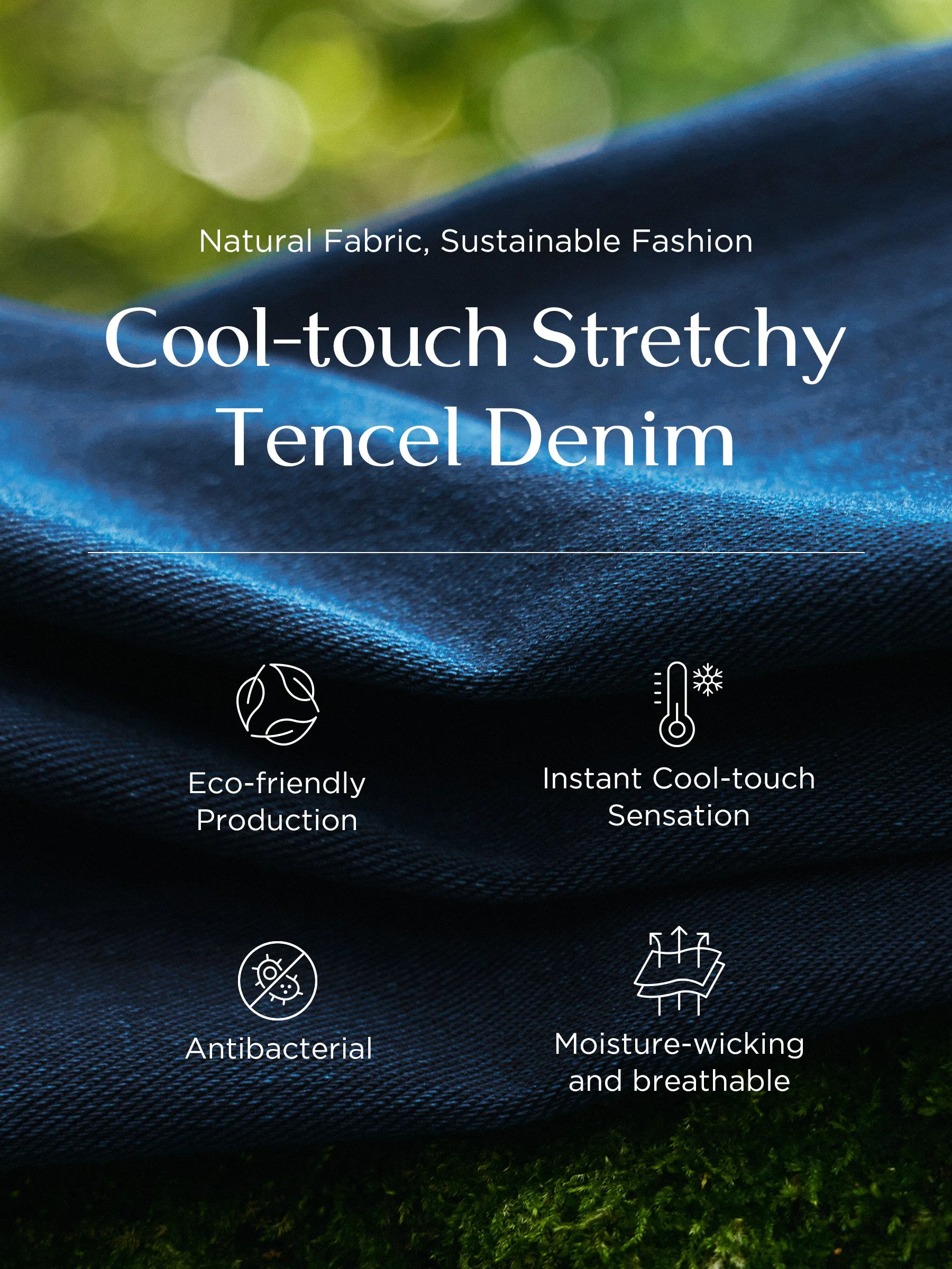 Lyocell Blend Denim V-Neck Women Sleeveless Midi Dress sold by Goelia product image thumbnail 4