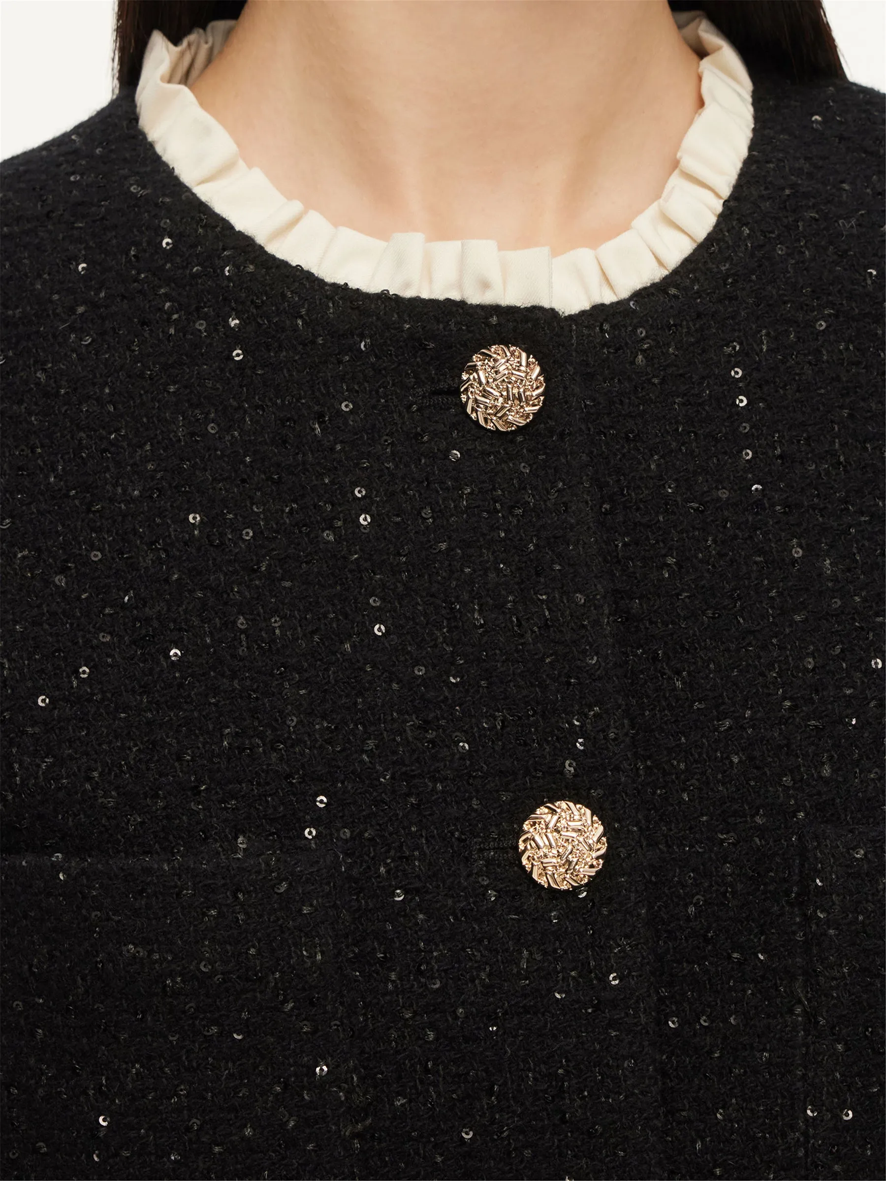 Wool Blend Sequins Ruffle Hem Women A-Line Mini Dress sold by Goelia product image thumbnail 5