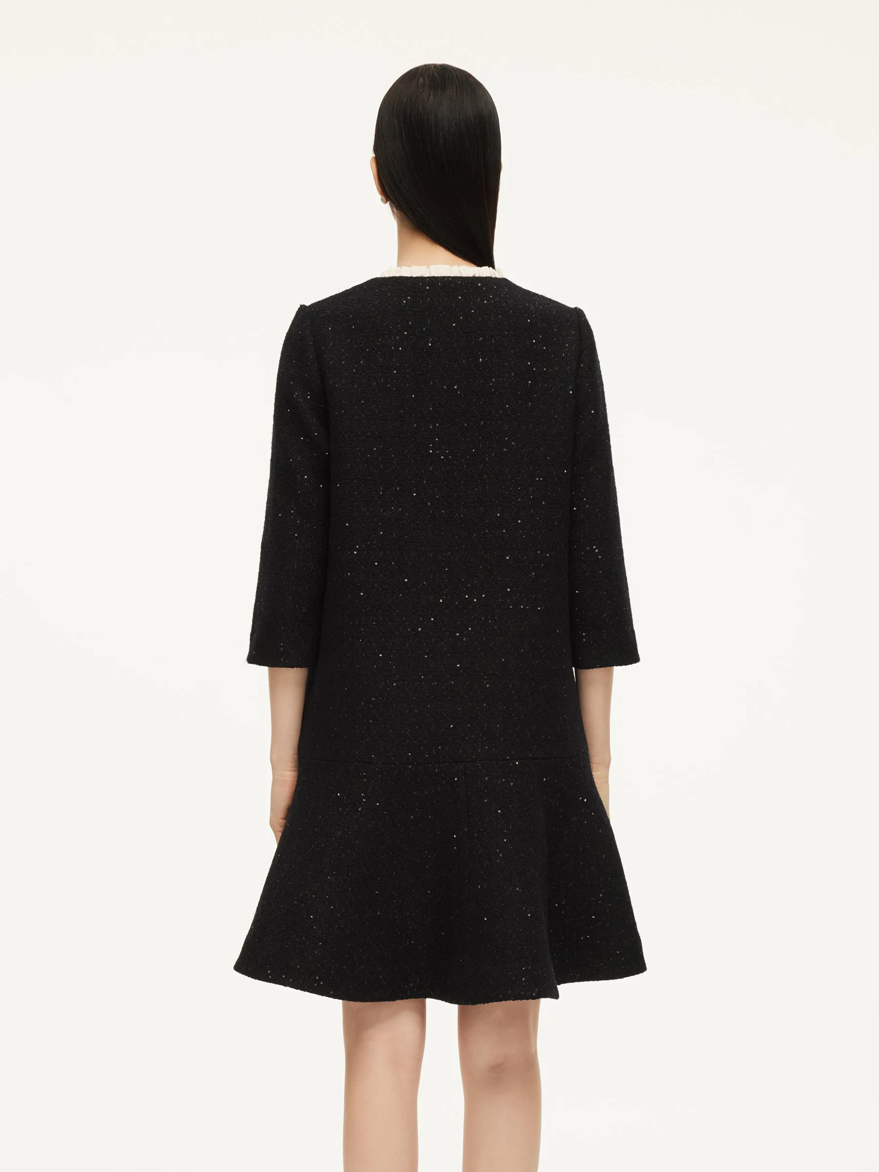 Wool Blend Sequins Ruffle Hem Women A-Line Mini Dress sold by Goelia product image thumbnail 3