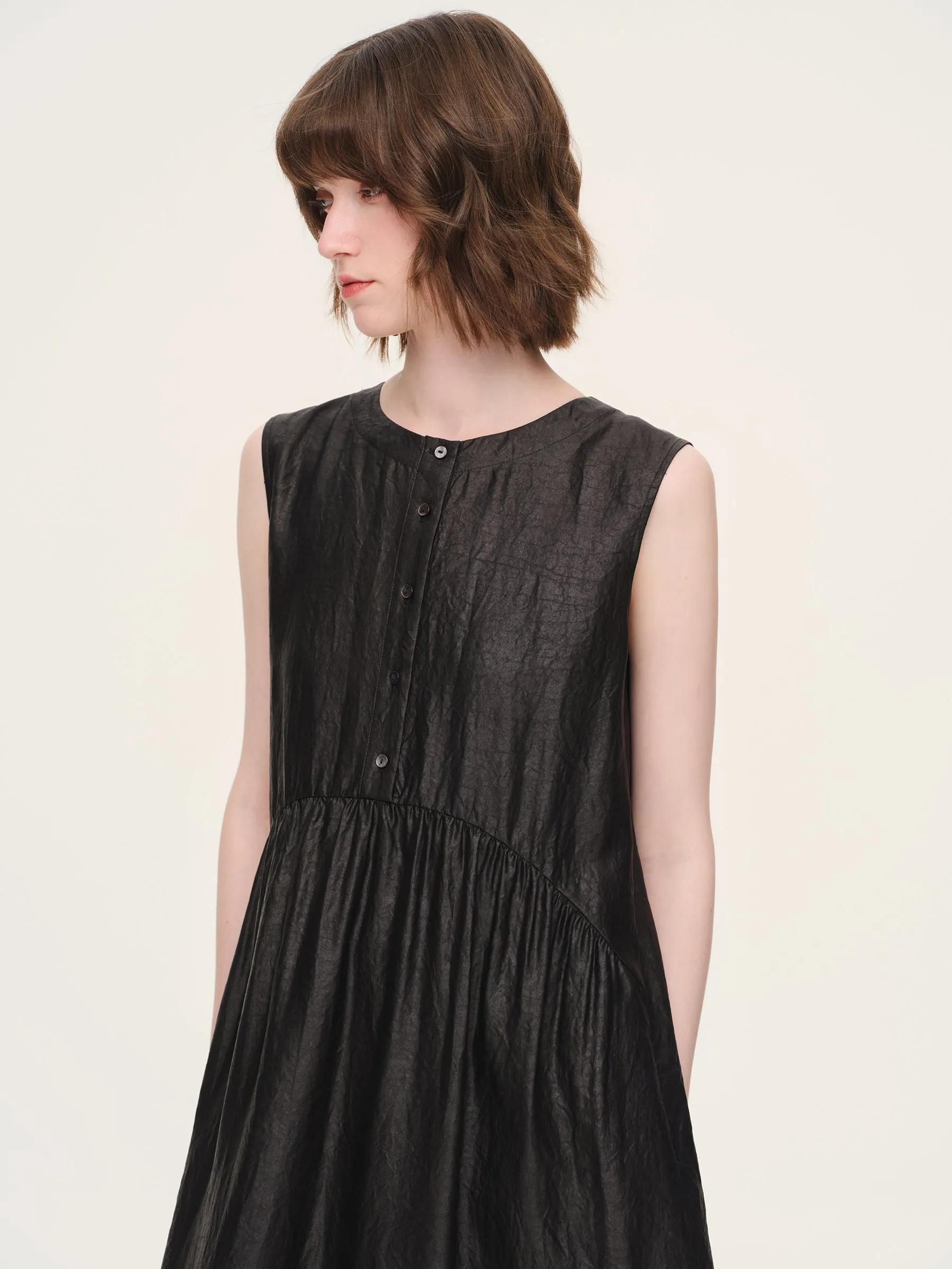 12MM Gambiered Canton Gauze Reversible Women Sleeveless Maxi Dress sold by Goelia product image thumbnail 5