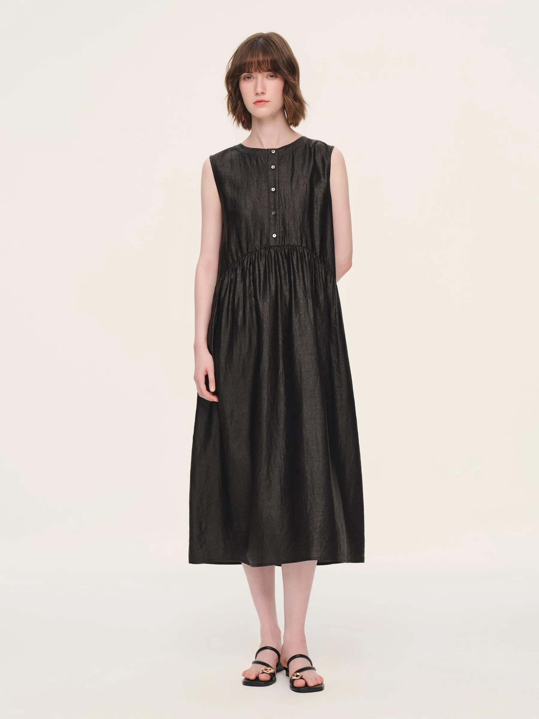 12MM Gambiered Canton Gauze Reversible Women Sleeveless Maxi Dress sold by Goelia