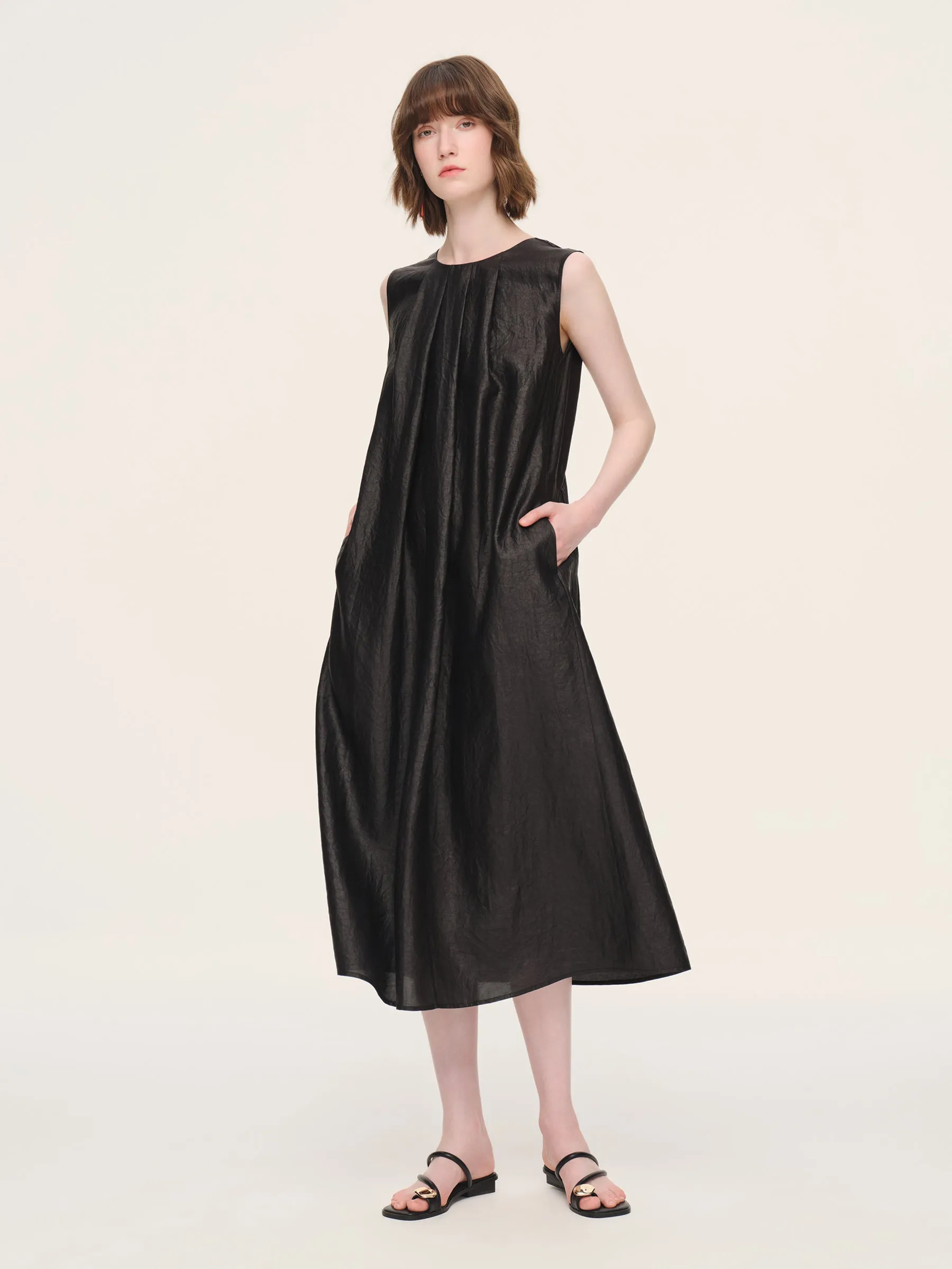 12MM Gambiered Canton Gauze Reversible Women Sleeveless Maxi Dress sold by Goelia product image thumbnail 4