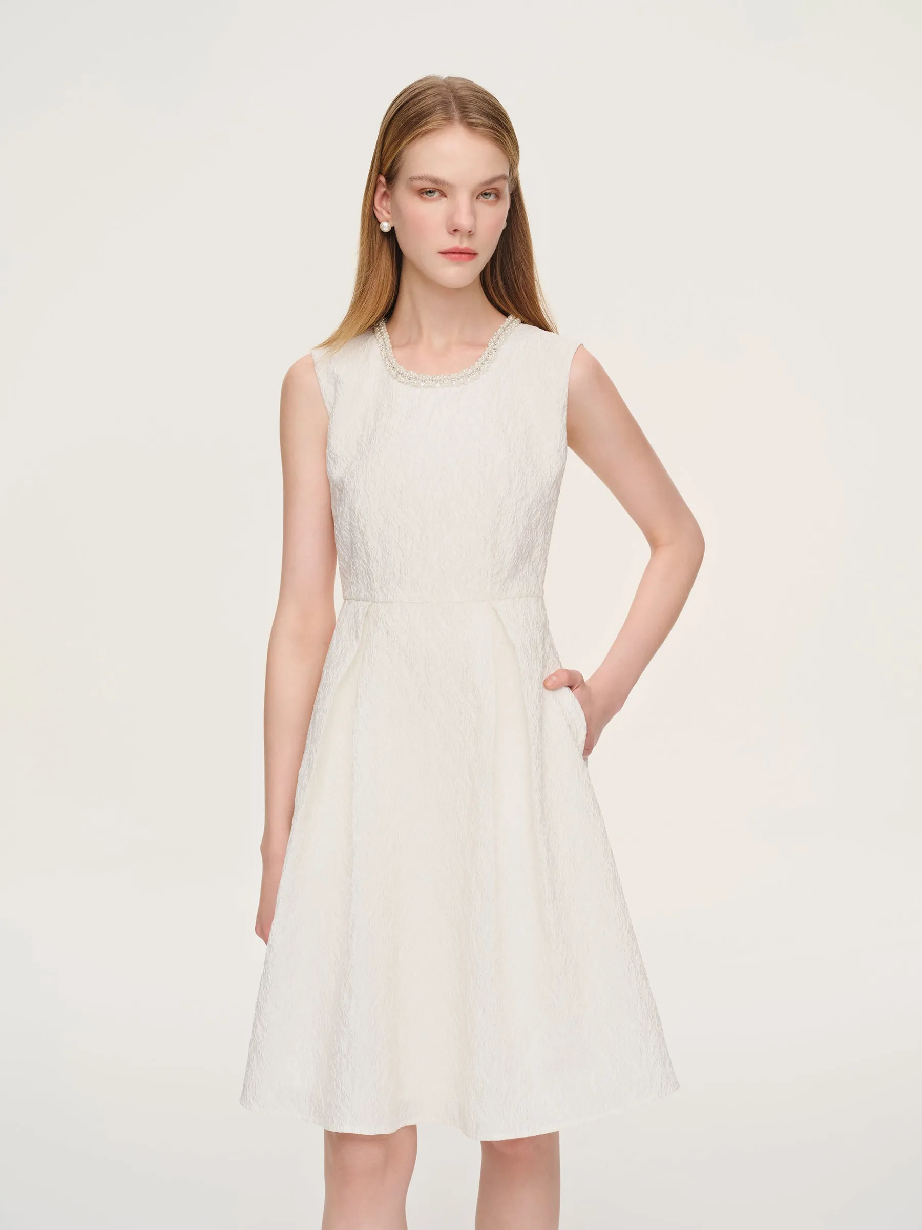 Jacquard Sleeveless Women Mini Dress sold by Goelia