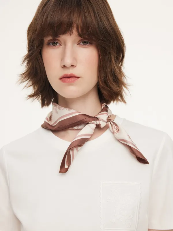 100% Mulberry Silk Paisley Print Women Scarf sold by Goelia