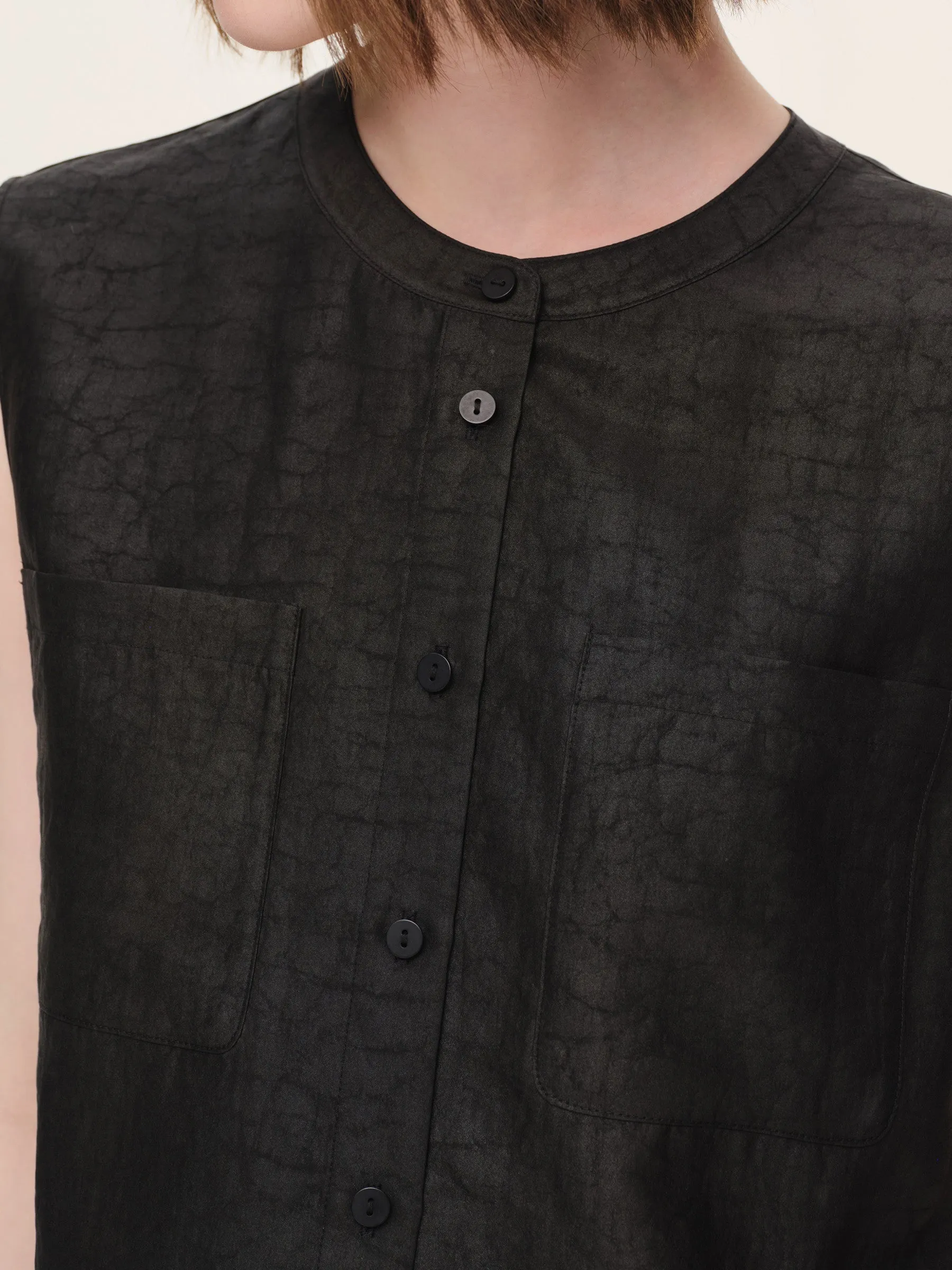 18MM Gambiered Canton Gauze Women Sleeveless Shirt sold by Goelia product image thumbnail 5