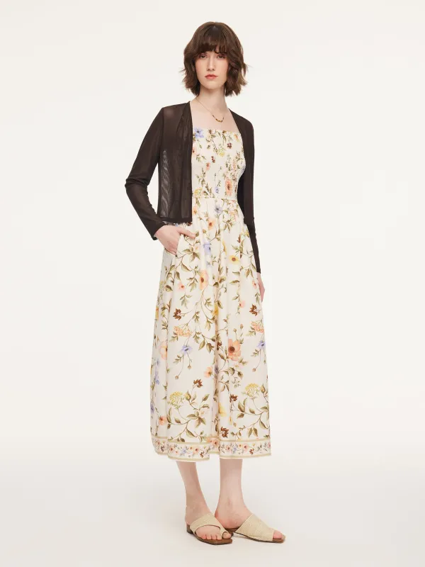 Tencel Blend Cardigan And Floral Print Strap Dress Two-Piece Set sold by Goelia