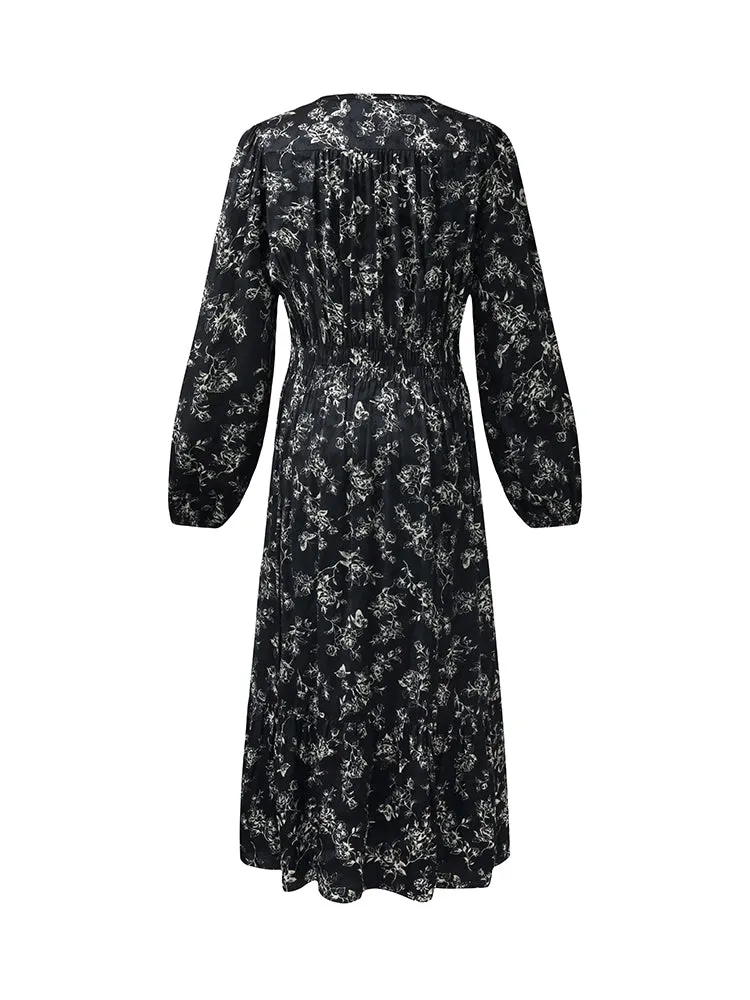 Floral Print Gathered Waist Women Maxi Dress sold by Goelia product image thumbnail 4