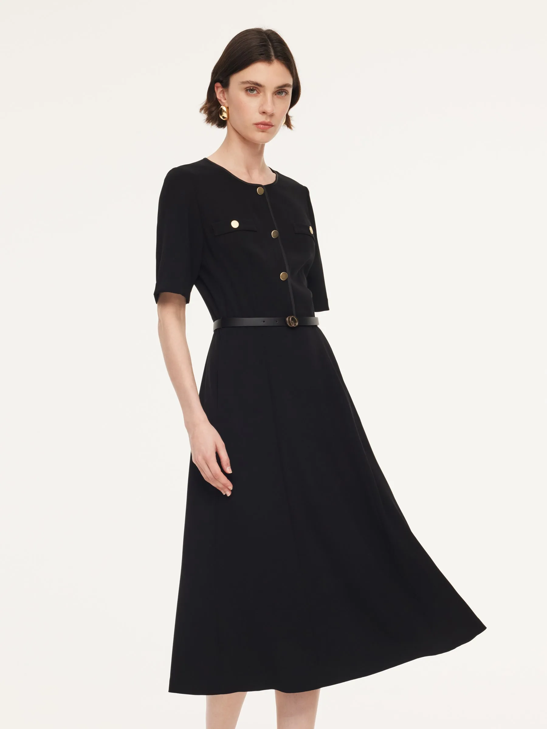 Triacetate Blend Women Midi Dress With Belt sold by Goelia product image thumbnail 4