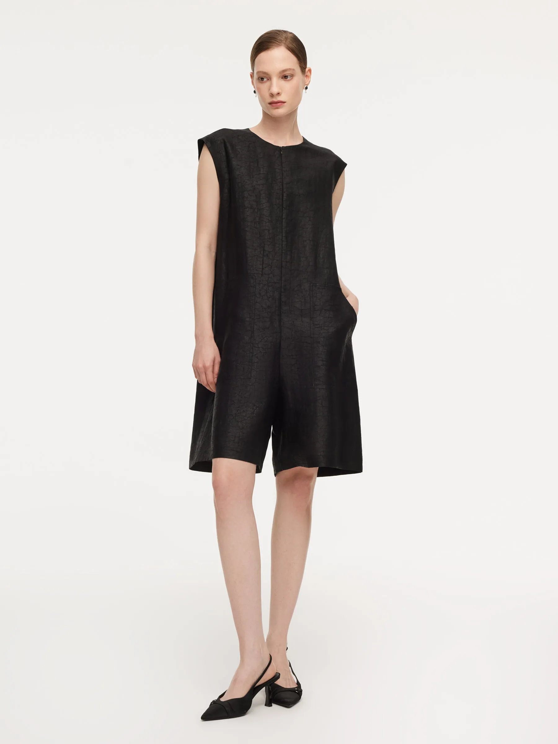 18MM Gambiered Canton Gauze Women Belted Romper sold by Goelia product image thumbnail 4