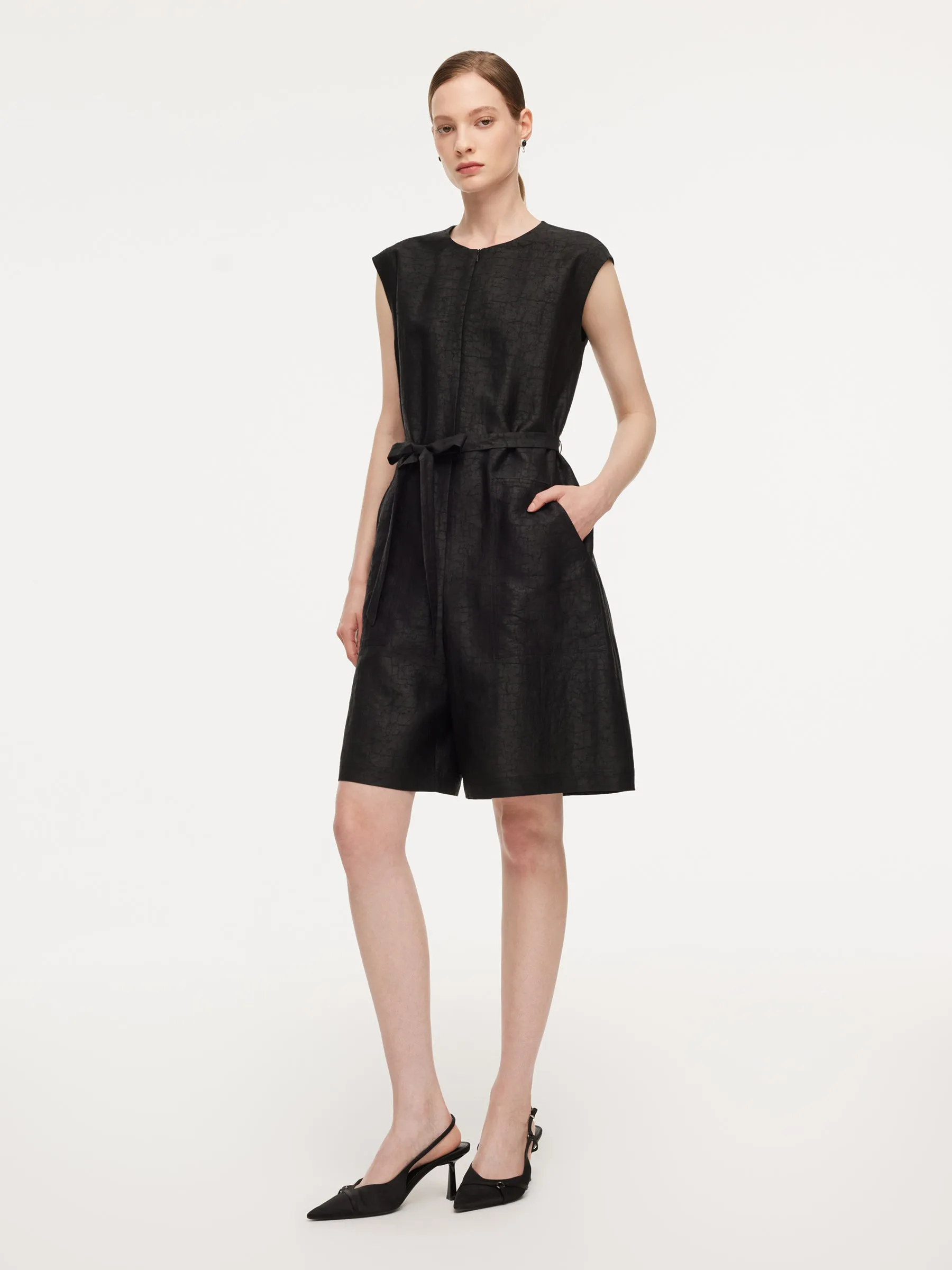 18MM Gambiered Canton Gauze Women Belted Romper sold by Goelia product image thumbnail 2