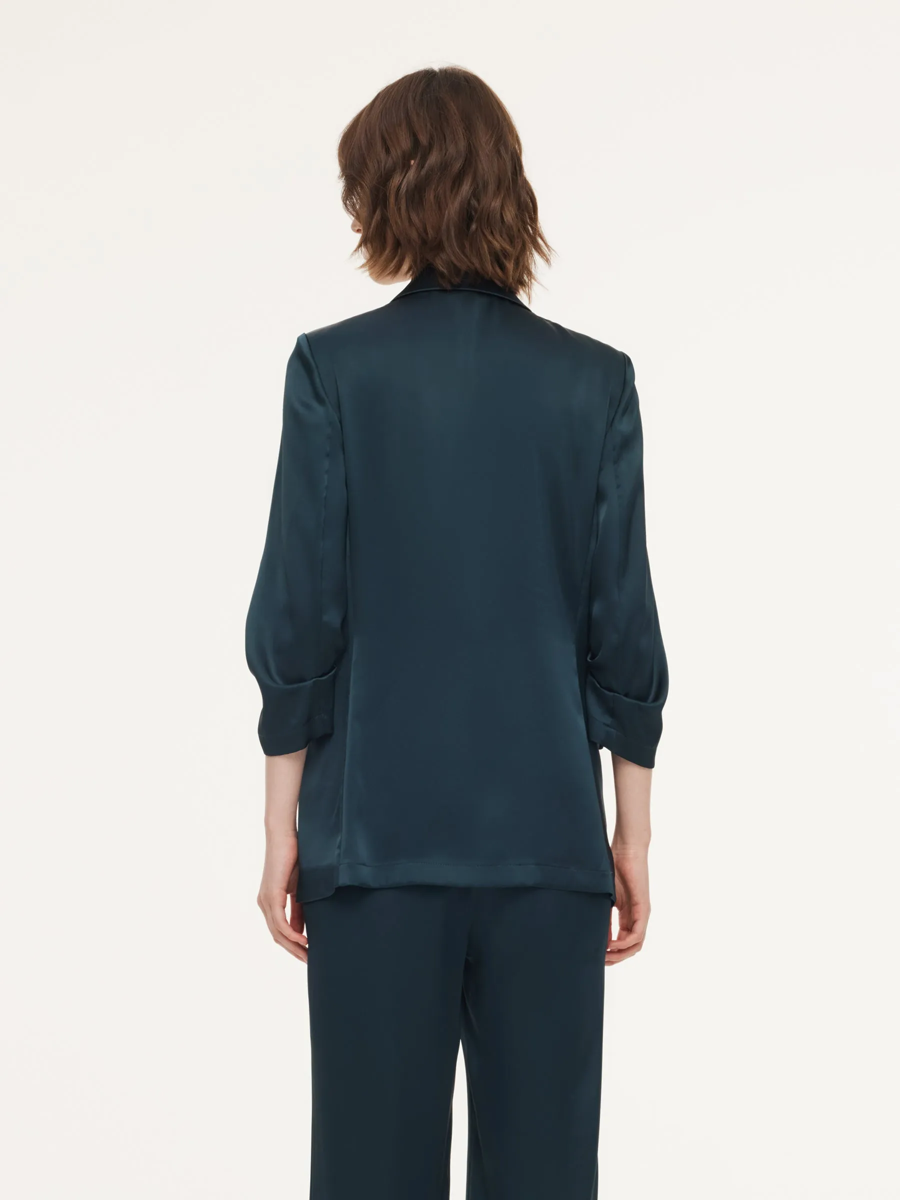 Triacetate Blend Ruched Sleeve Women Blazer sold by Goelia product image thumbnail 4