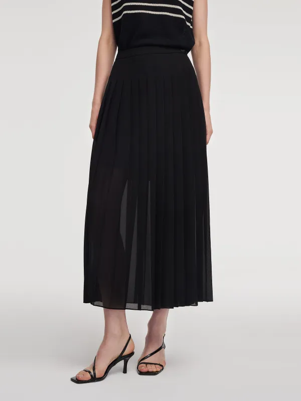 Adjustable Waist Side Slit Women Pleated Skirt sold by Goelia