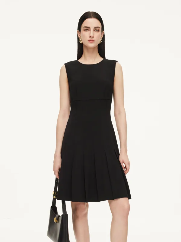 Triacetate Blend Gathered Waist Women Sleeveless Mini Dress sold by Goelia