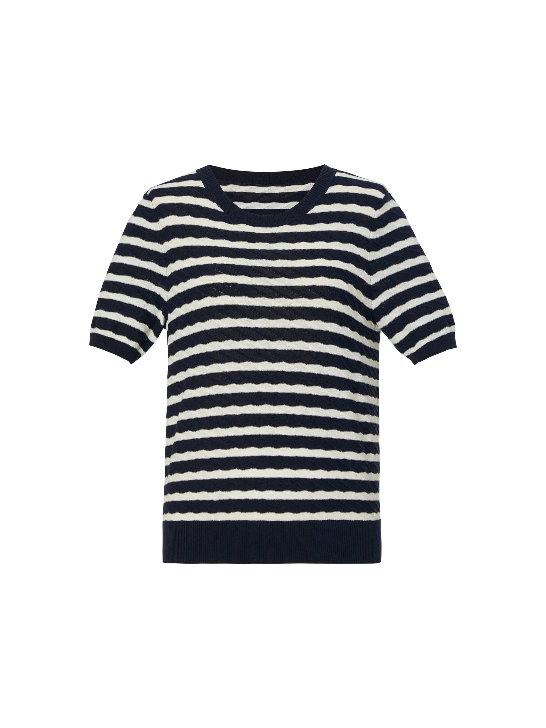 Lyocell Blend Stripe Round Neck Women Knit Top sold by Goelia product image thumbnail 5