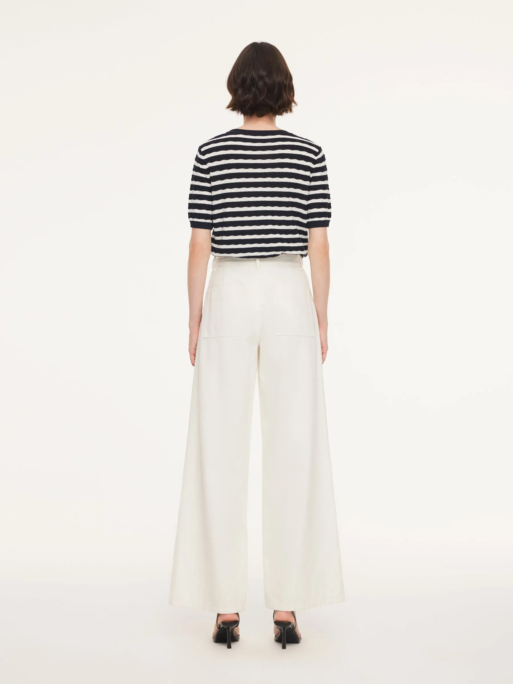 Lyocell Blend Stripe Round Neck Women Knit Top sold by Goelia product image thumbnail 3