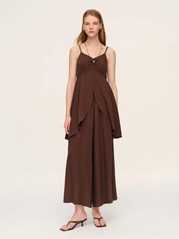 Linen Blend Camisole And Culottes Two-Piece Set made by Goelia