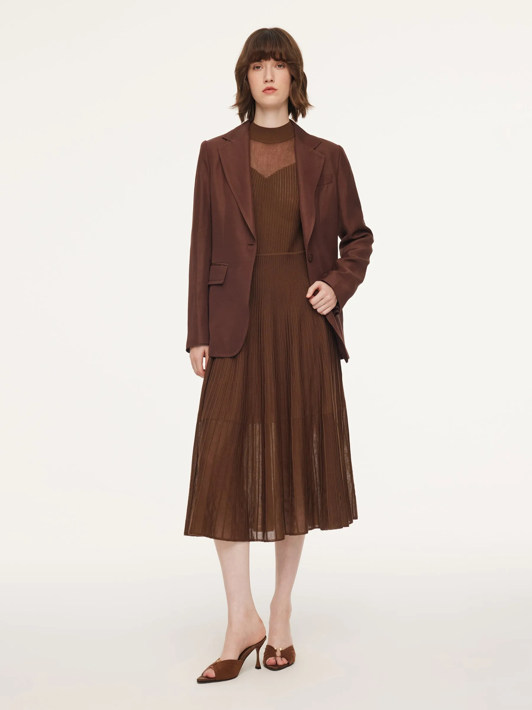 Mock Neck Sleeveless A-Line Women Pleated Maxi Dress sold by Goelia product image thumbnail 3