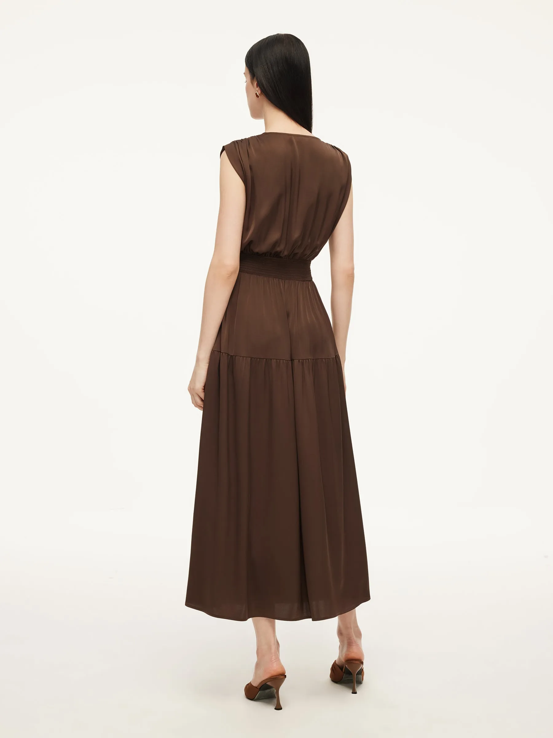 22MM Mulberry Silk Smocked Waist Women Maxi Dress sold by Goelia product image thumbnail 4