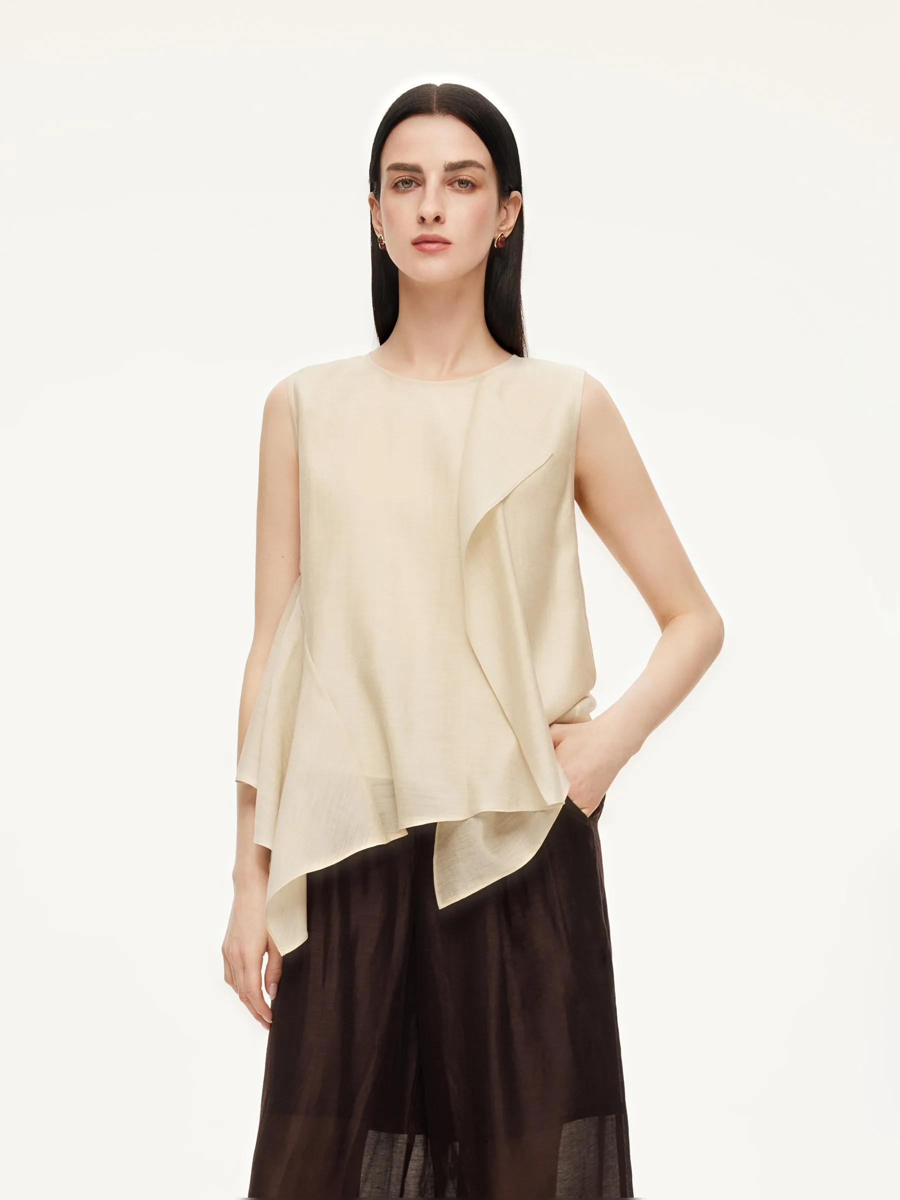 Lyocell Blend Ruffle-Detailing Women Tank Top sold by Goelia product image thumbnail 2