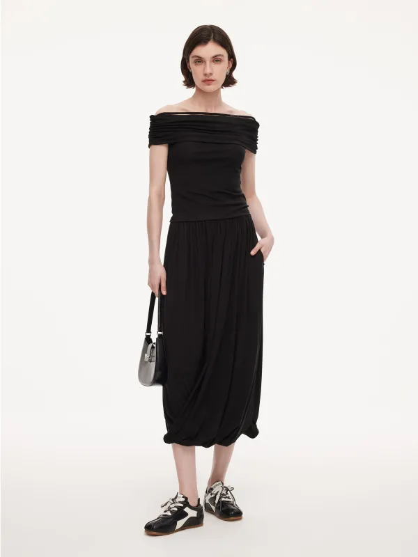 [Preview] Tencel Blend Off Shoulder Knit Top And Skirt Two-Piece Set made by Goelia