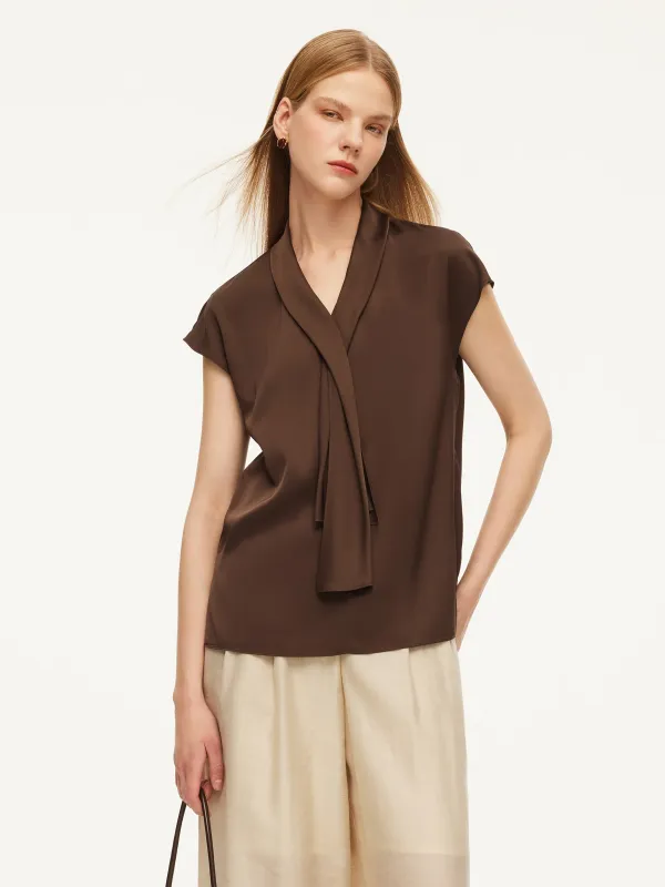 [Preview] 22MM Mulberry Silk Tie Neck Women Blouse sold by Goelia