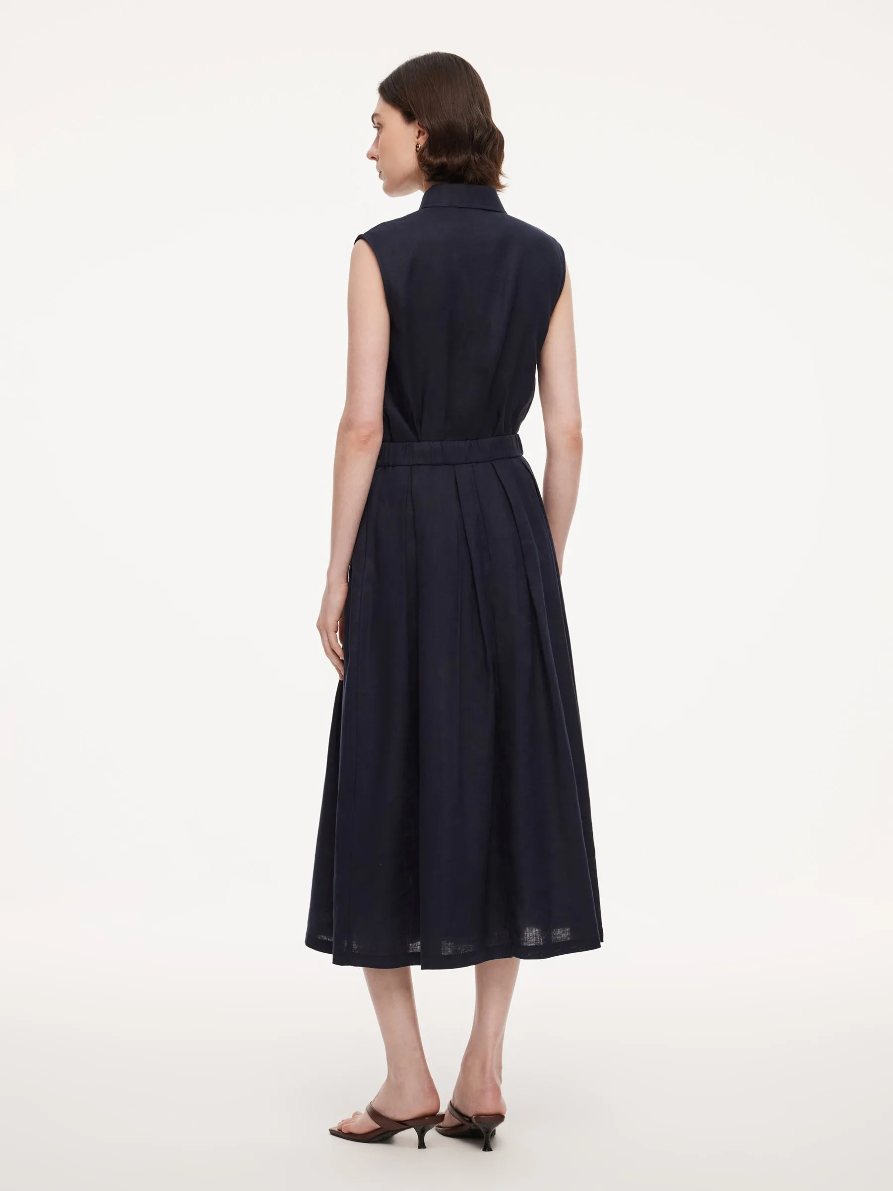 100% Linen Sleeveless Blouse And Skirt Two-Piece Set With Braided Belt sold by Goelia product image thumbnail 3