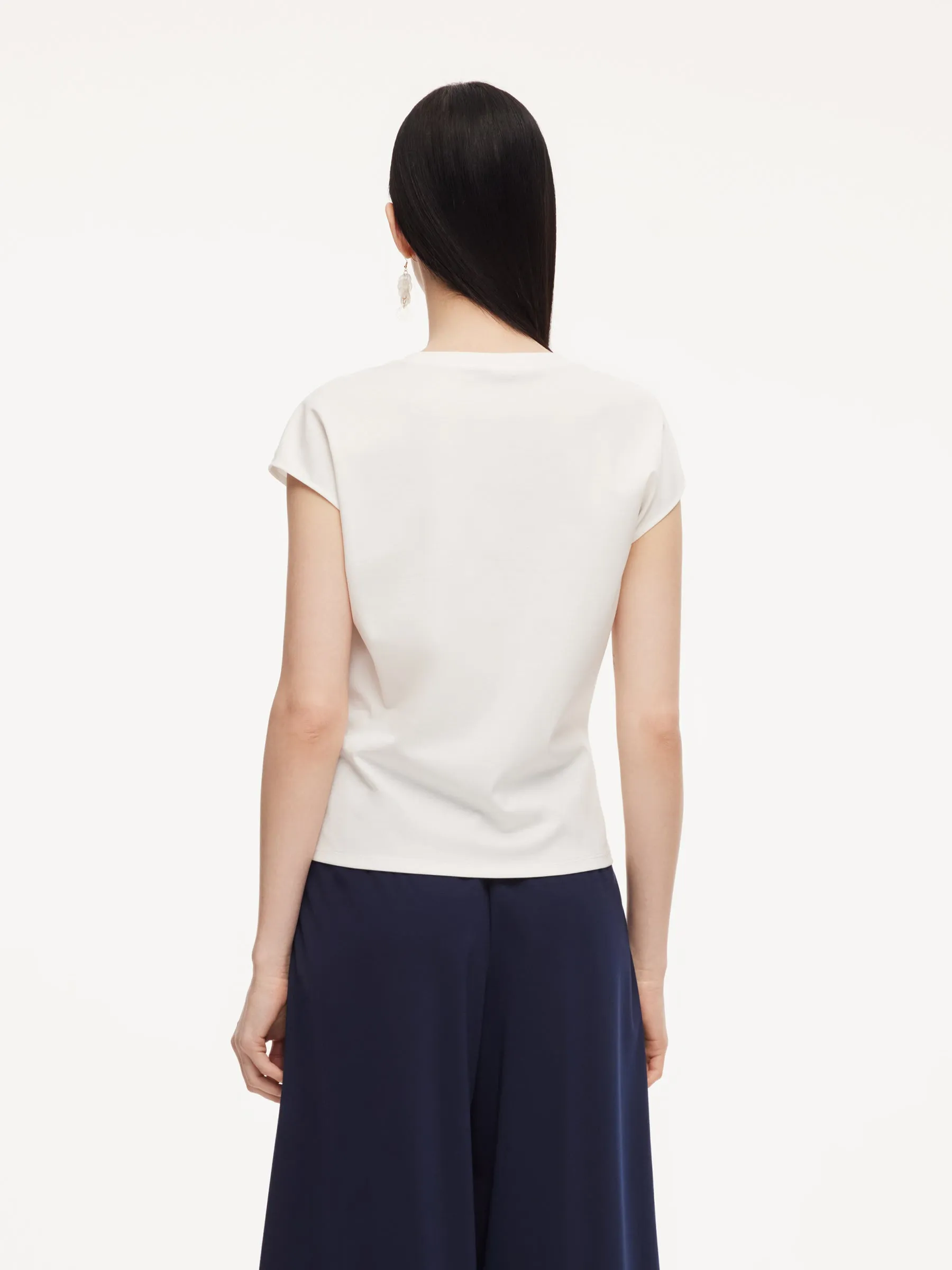 Tencel Blend Twist Front Top And Wide Leg Pants Two-Piece Set With Silk Scarf sold by Goelia product image thumbnail 5